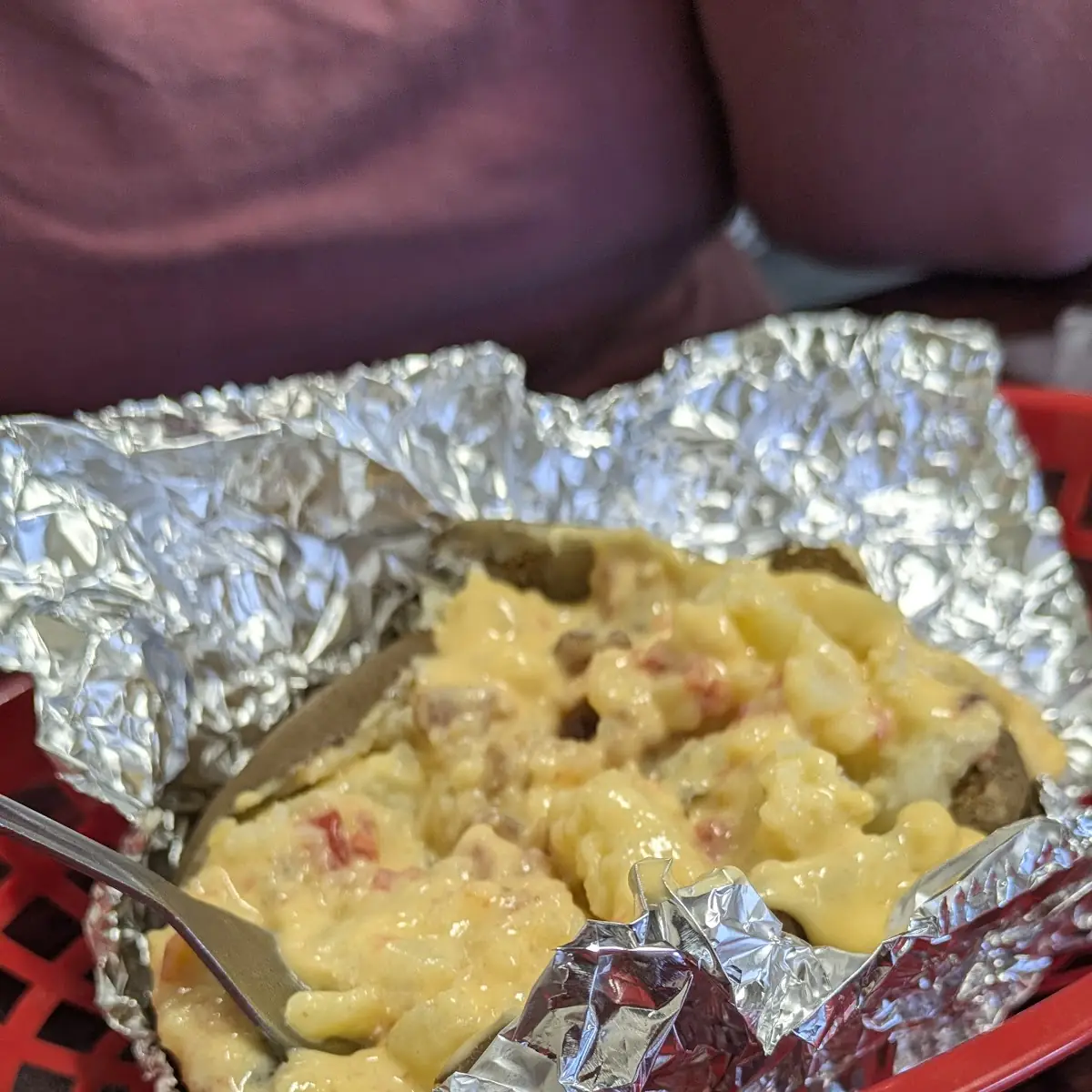 Baked Potato with Cheese Dip