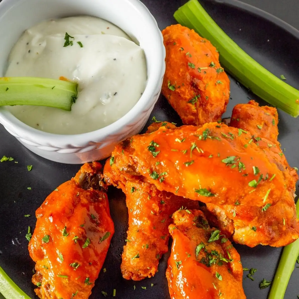 Buffalo Wings with Celery & Bleu Cheese
