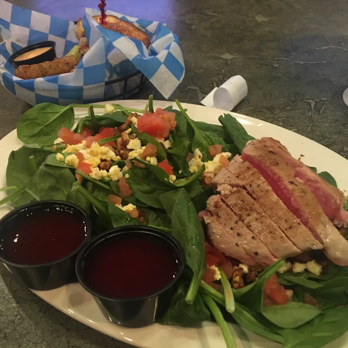 Spinach Salad with Grilled Salmon