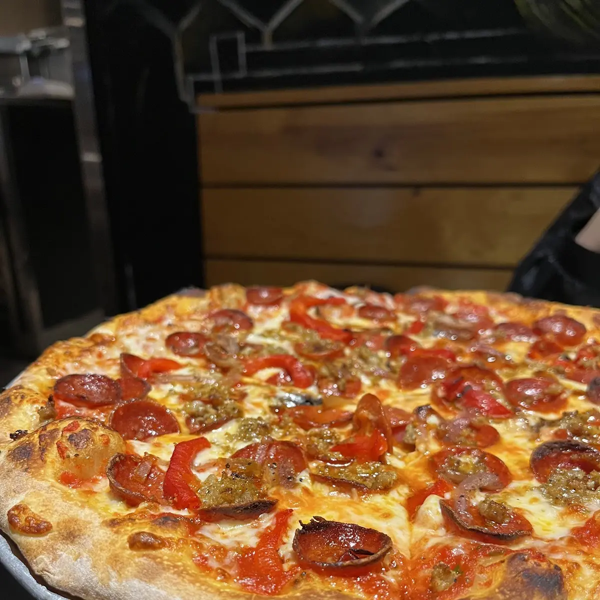Pepperoni Pizza on Metal Tray