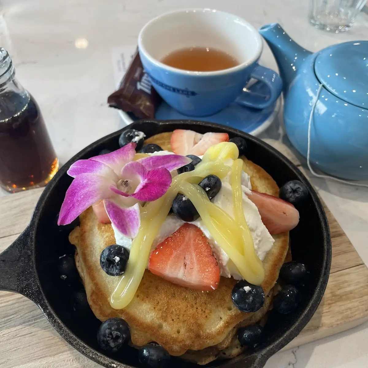 Stacked Pancakes with Fresh Fruit