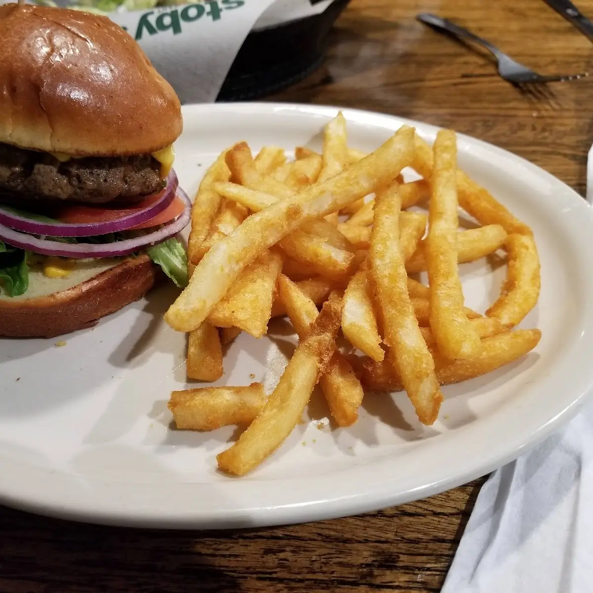 Pepper Jack Bacon Cheeseburger and Fries