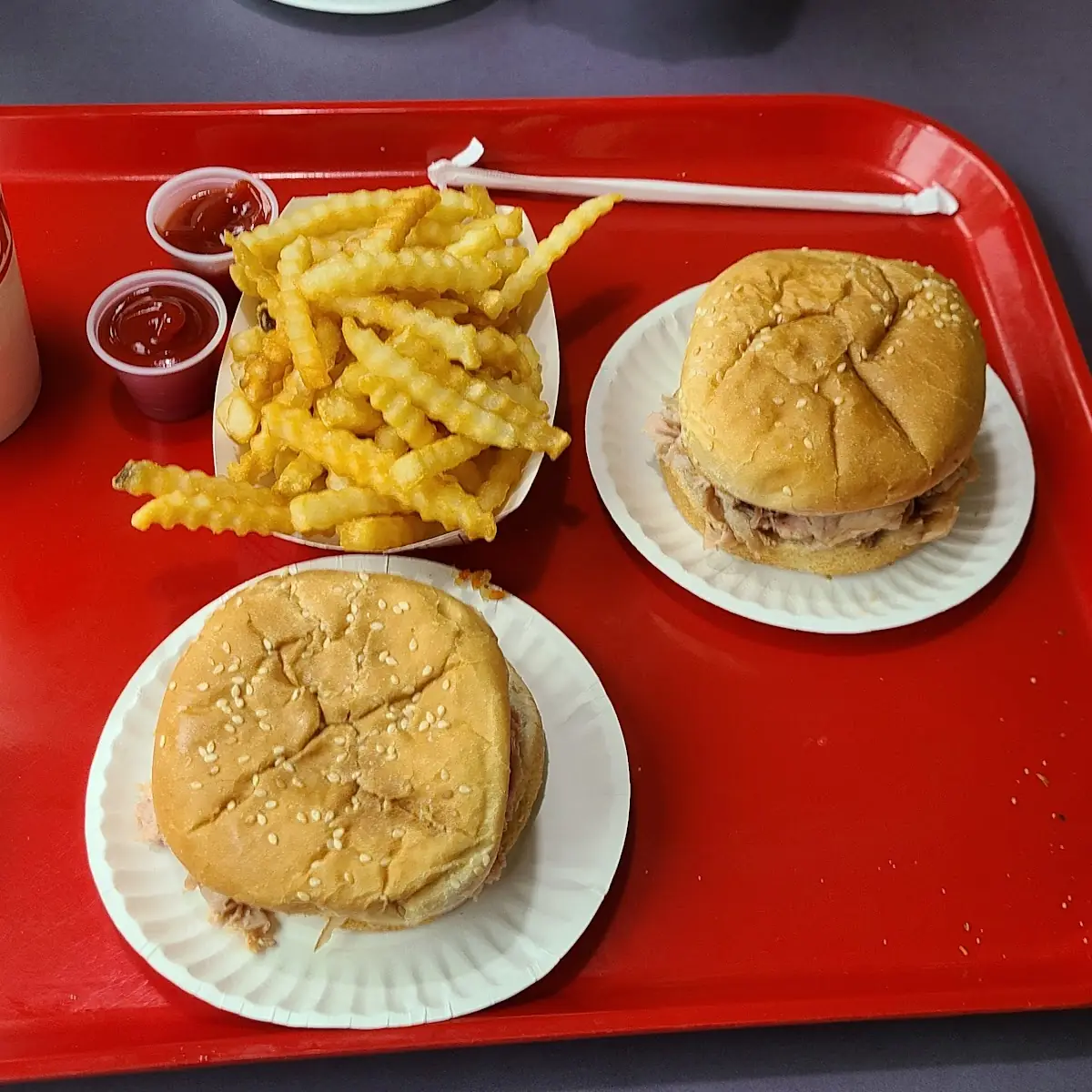 Pork BBQ Sandwiches and Fries
