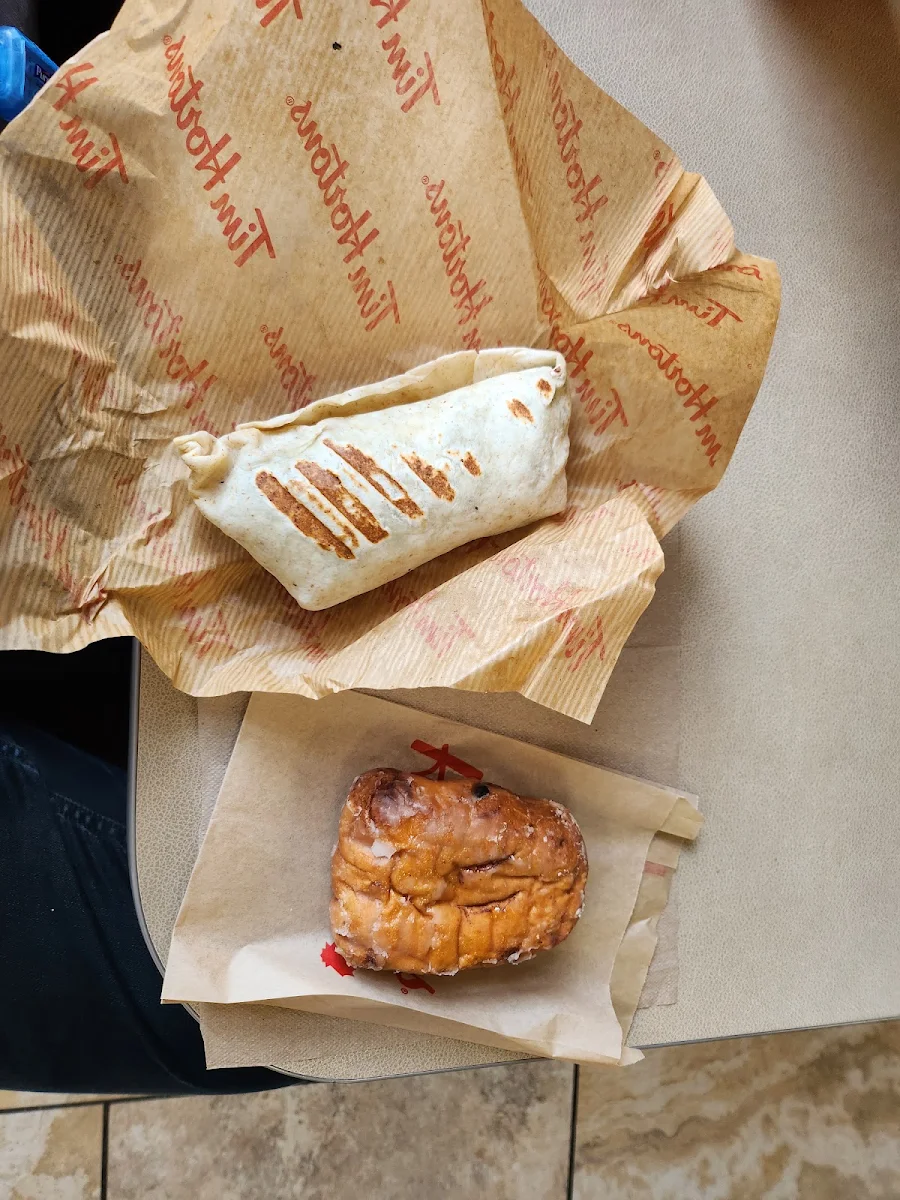 Chicken Habanero Loaded Wrap & Apple Fritter, Tim Hortons
