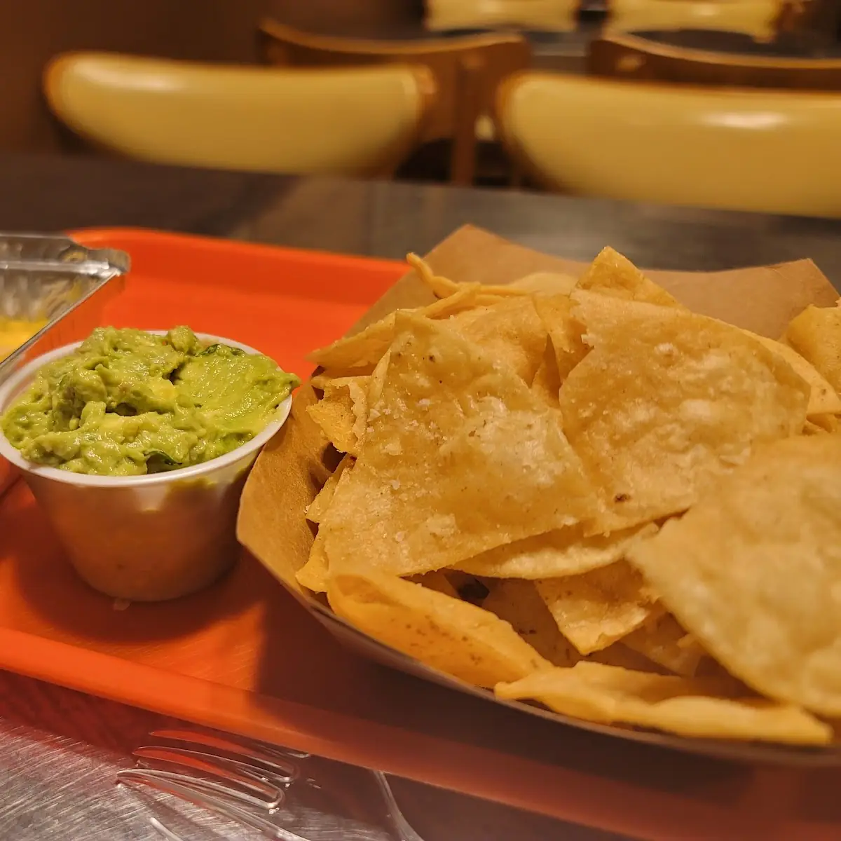 Chips and Guacamole and Queso Dip