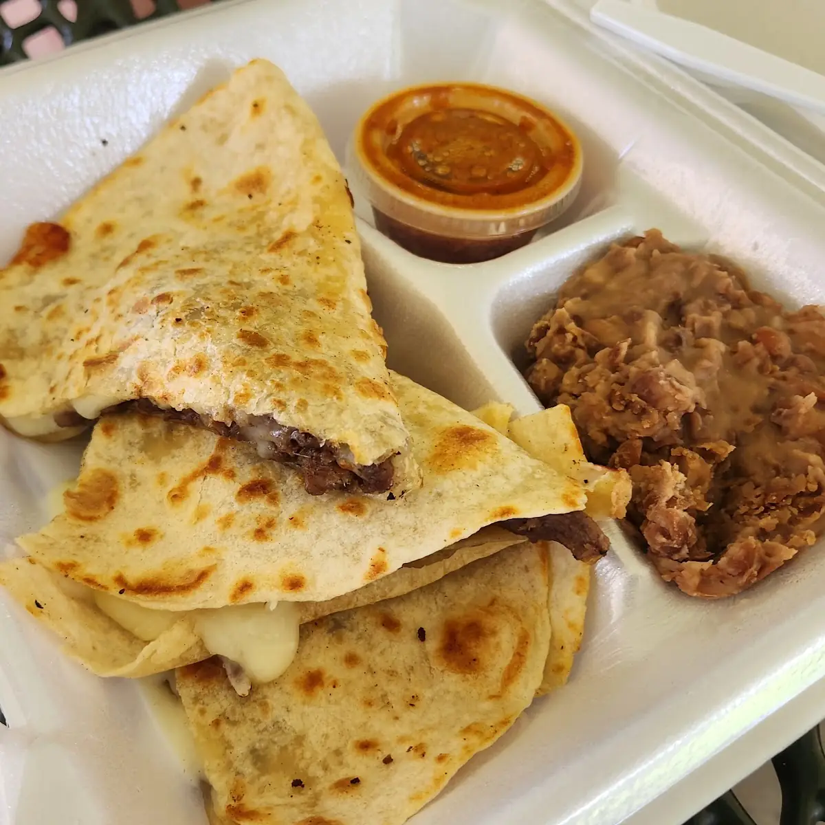 Steak Quesadillas and Refried Beans