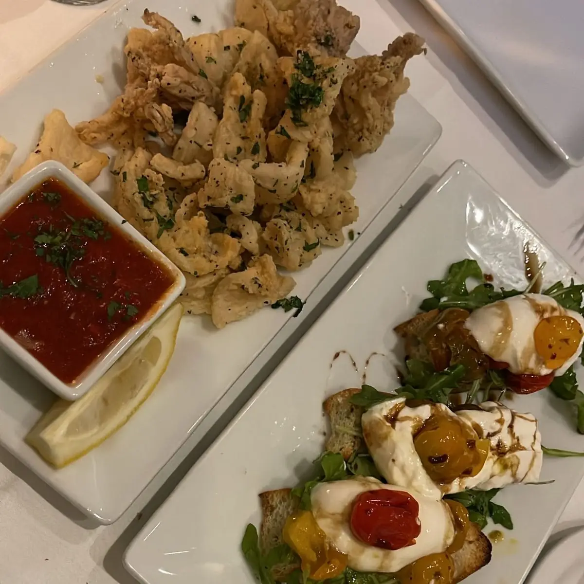 Fried Calamari Fritti and Bruschetta