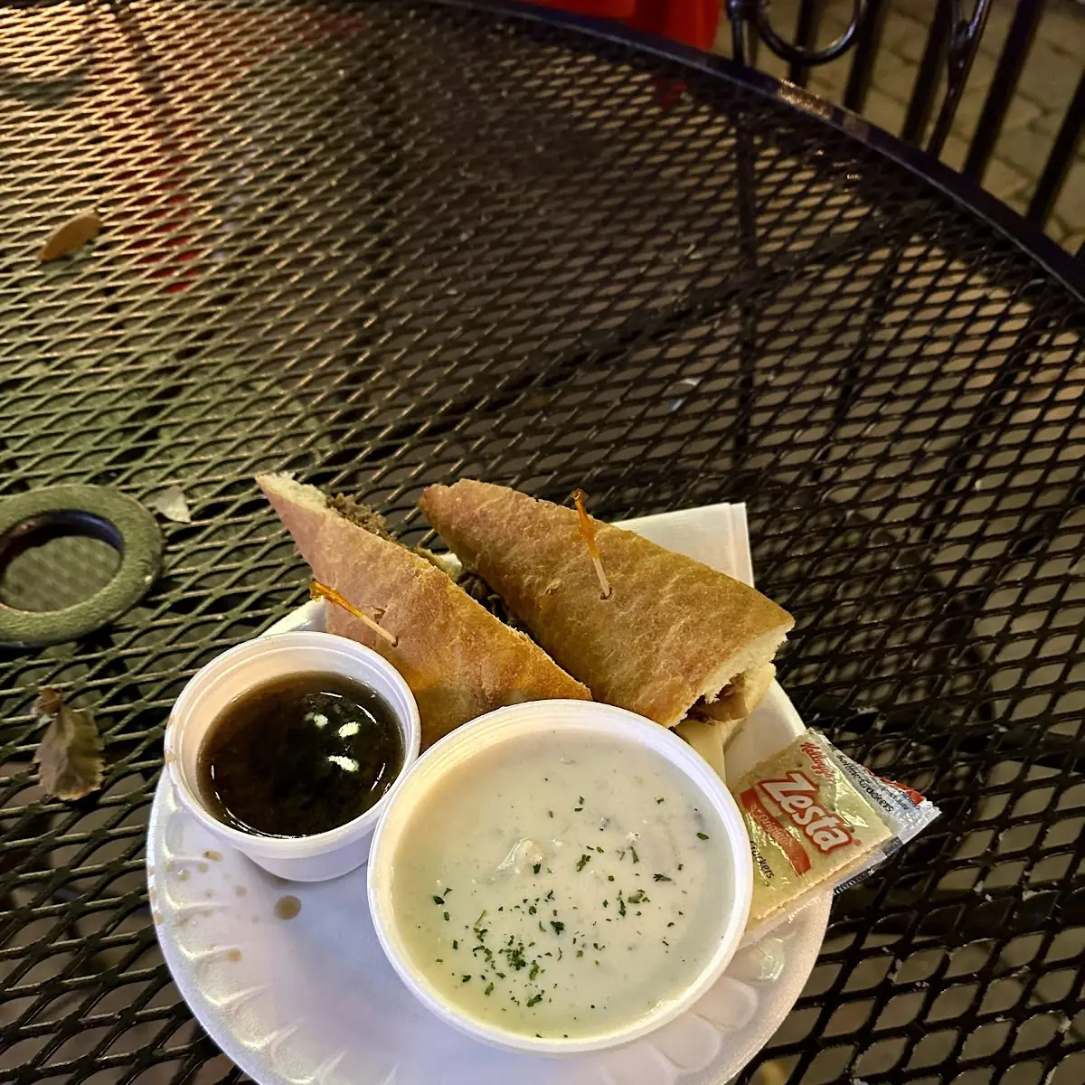 French Dip Sandwich with Clam Chowder