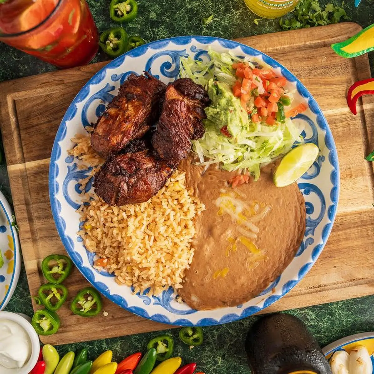 Two Tacos Rice & Beans