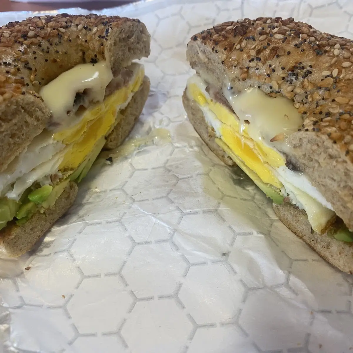 Ham Egg and Cheese Everything Bagel