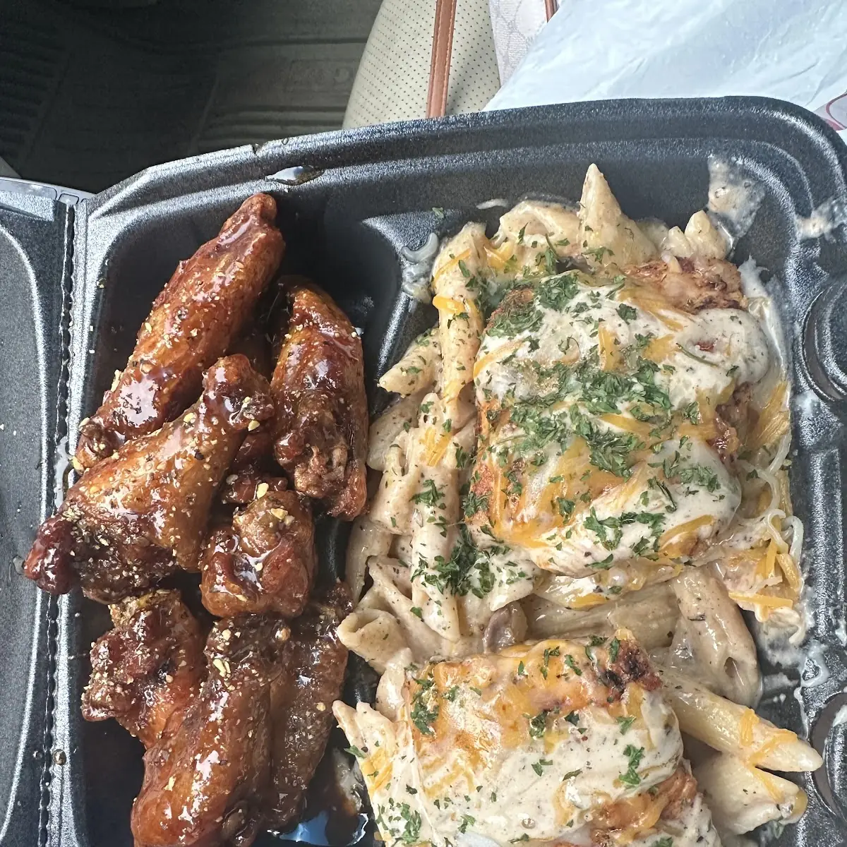 Chicken Pasta with Lemon Pepper Wings