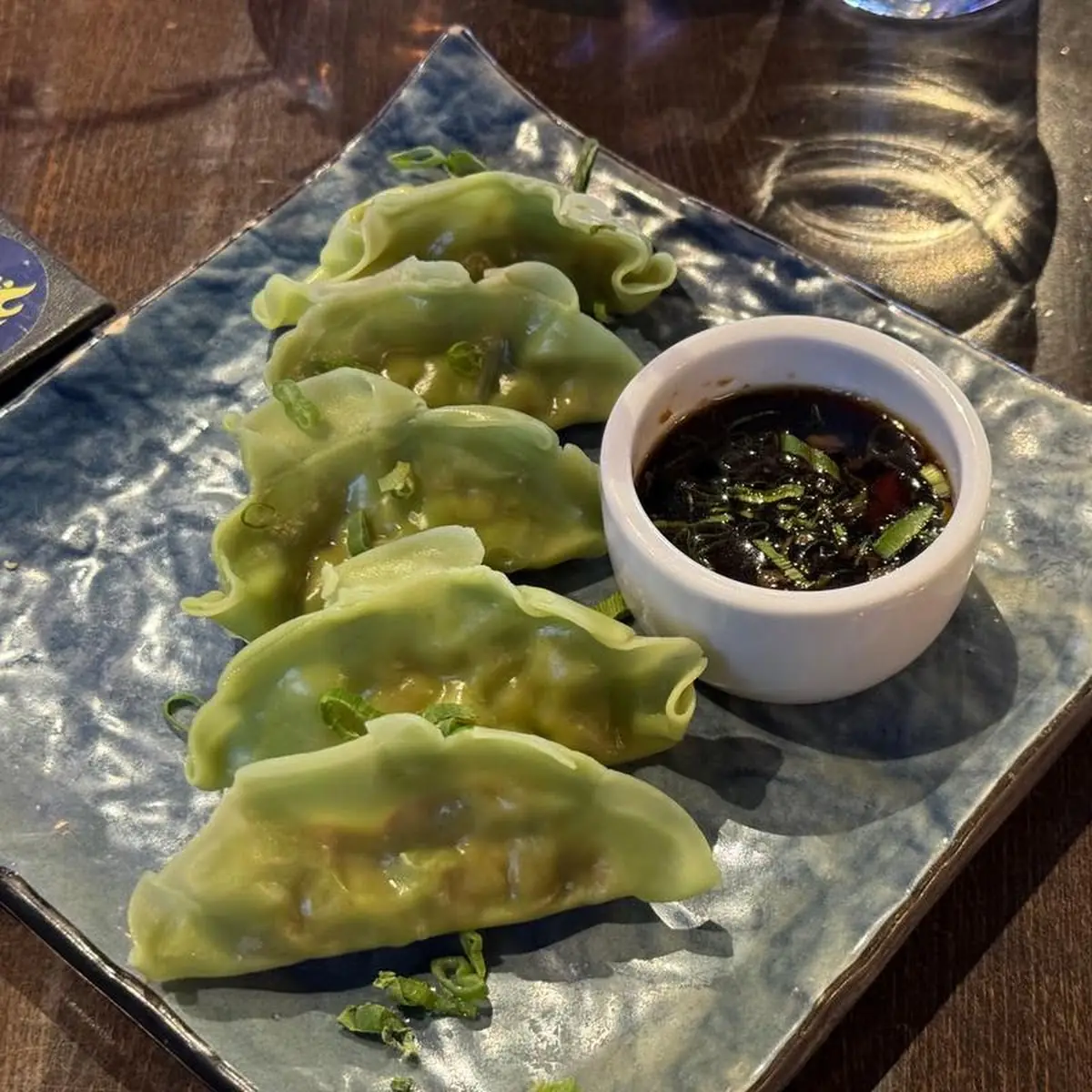 Green Dumplings with Dipping Sauce