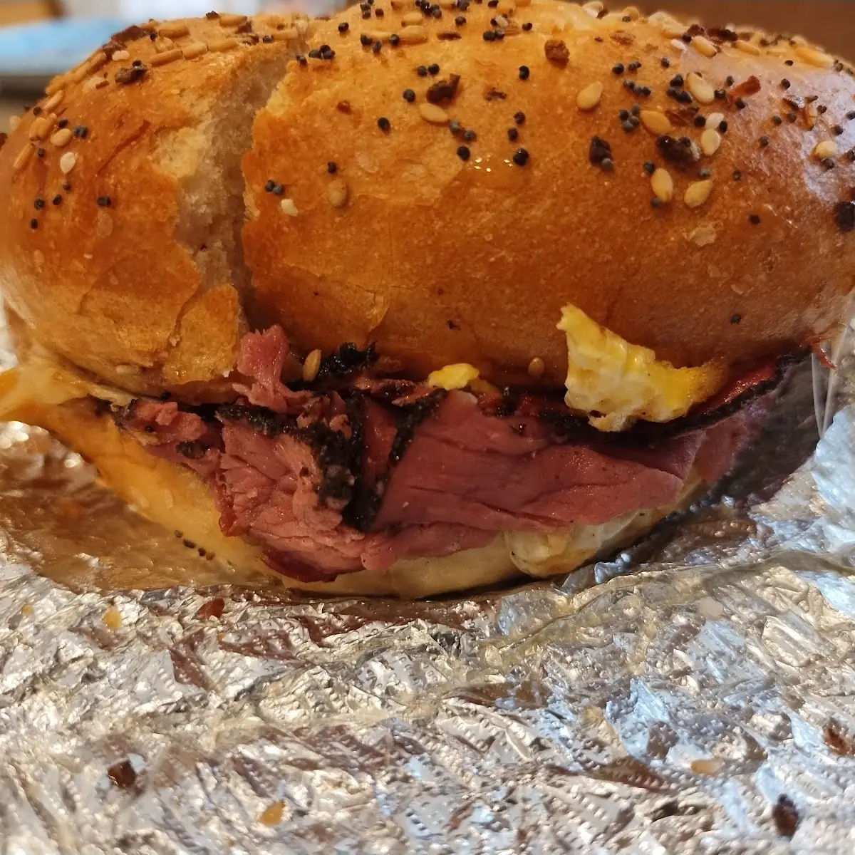 Pork Roll and Cheese on an Everything Bagel