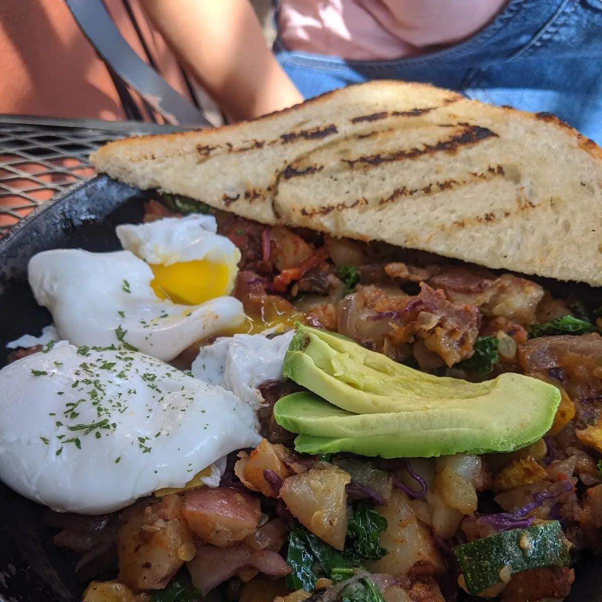 Veggie Hash with Poached Eggs