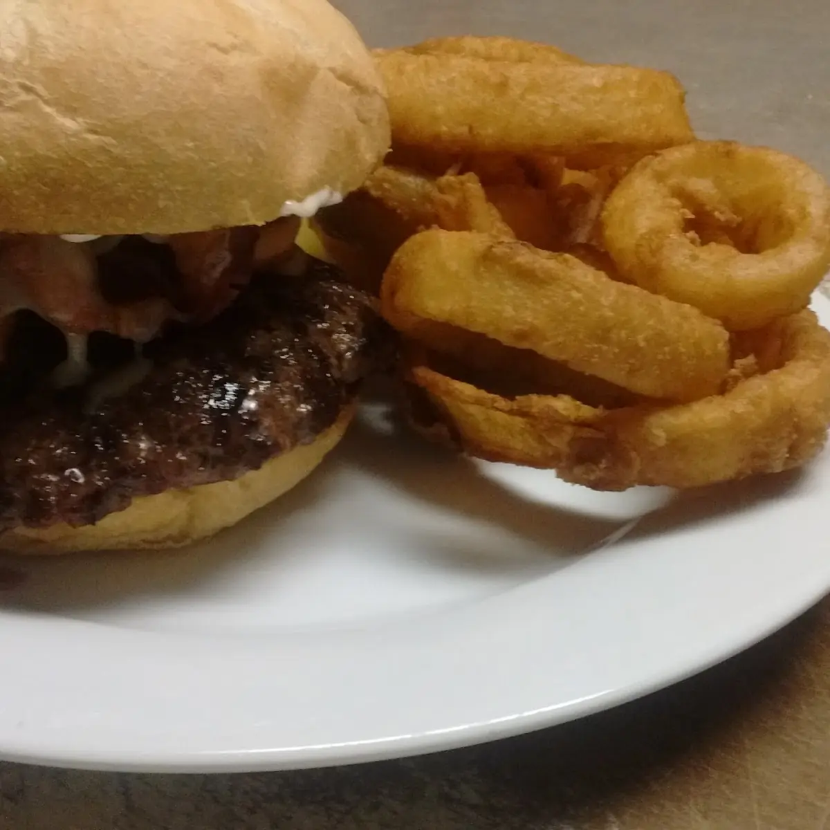Cowboy Burger and Onion Rings
