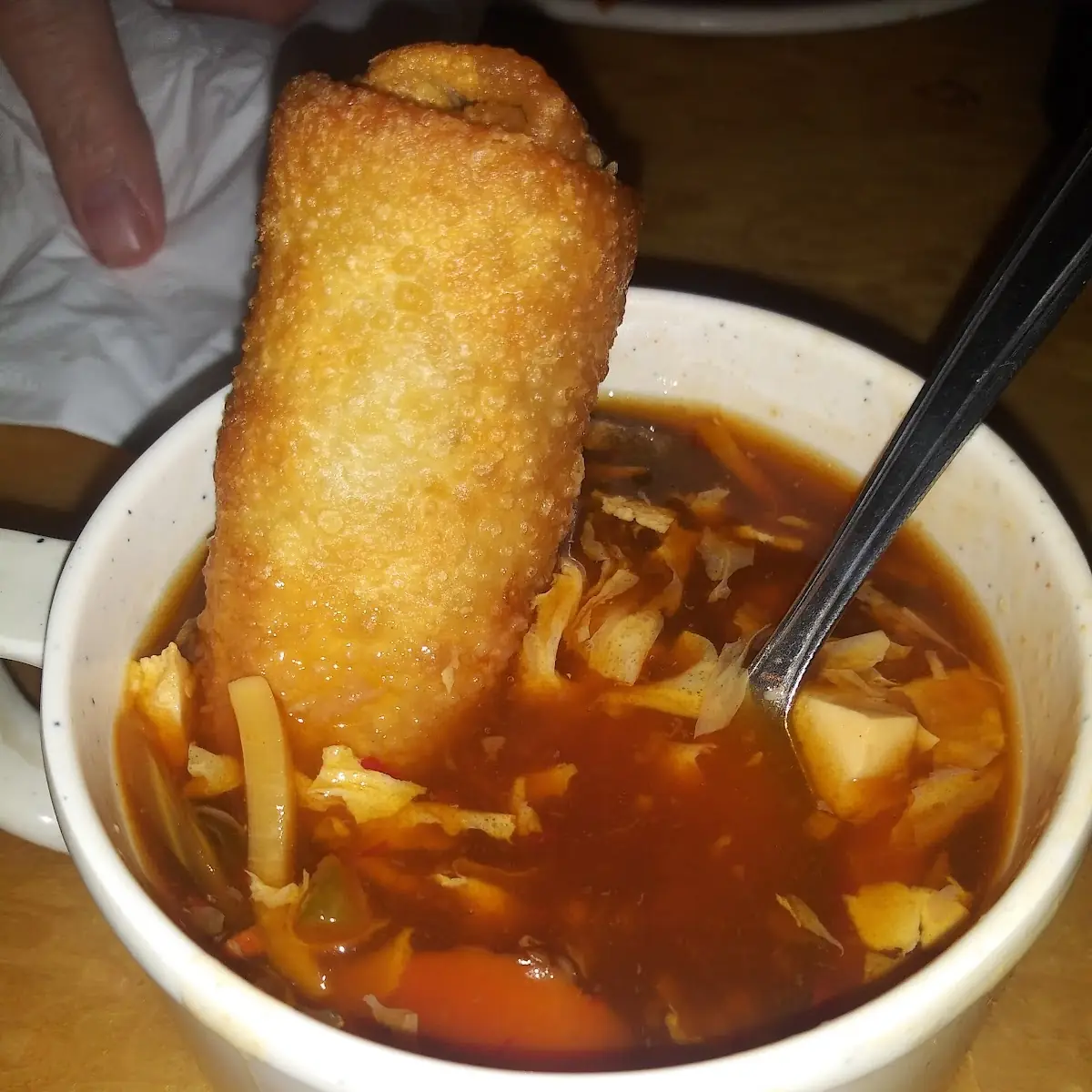 Hot & Sour Soup with an Egg Roll