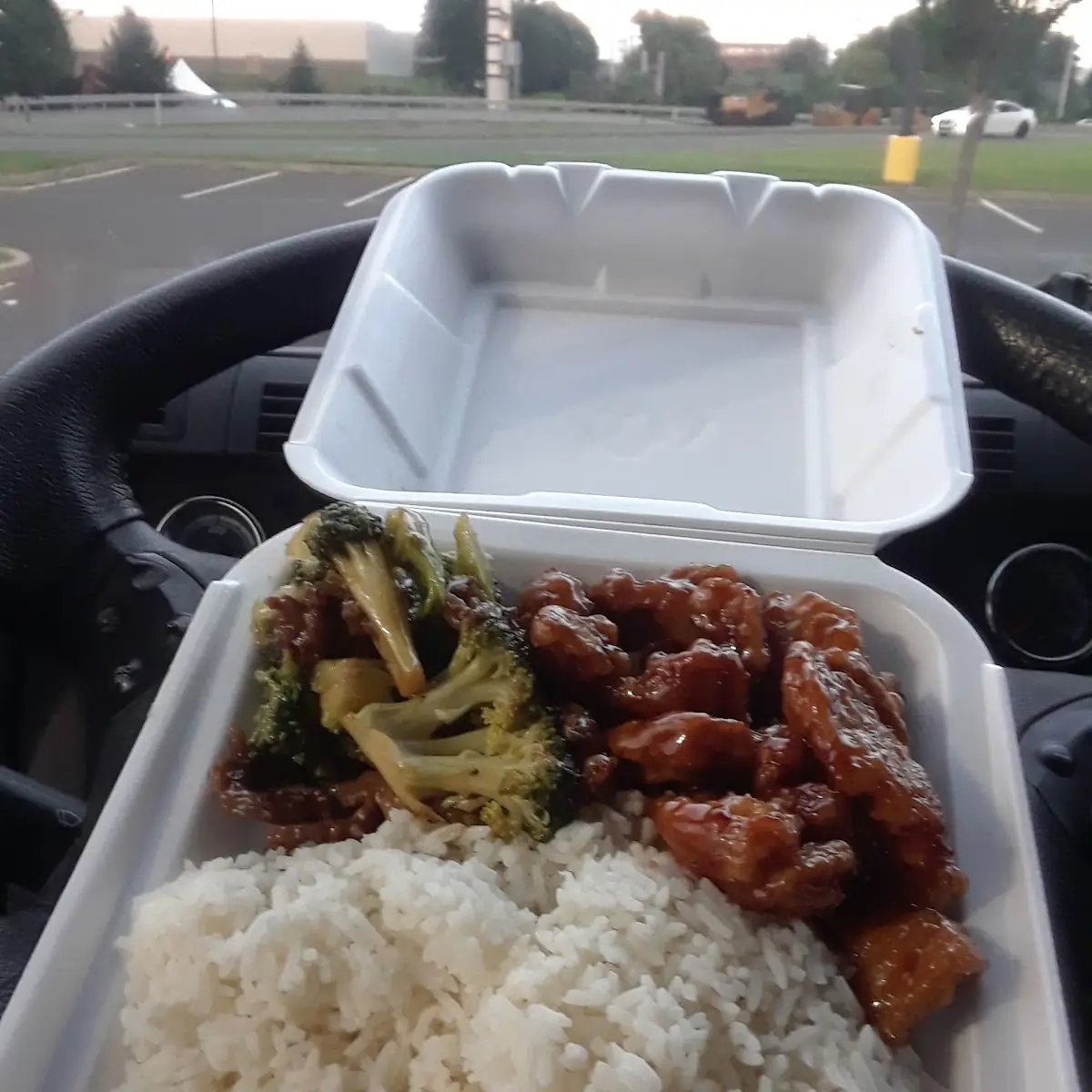 Orange Chicken with Broccoli and White Rice