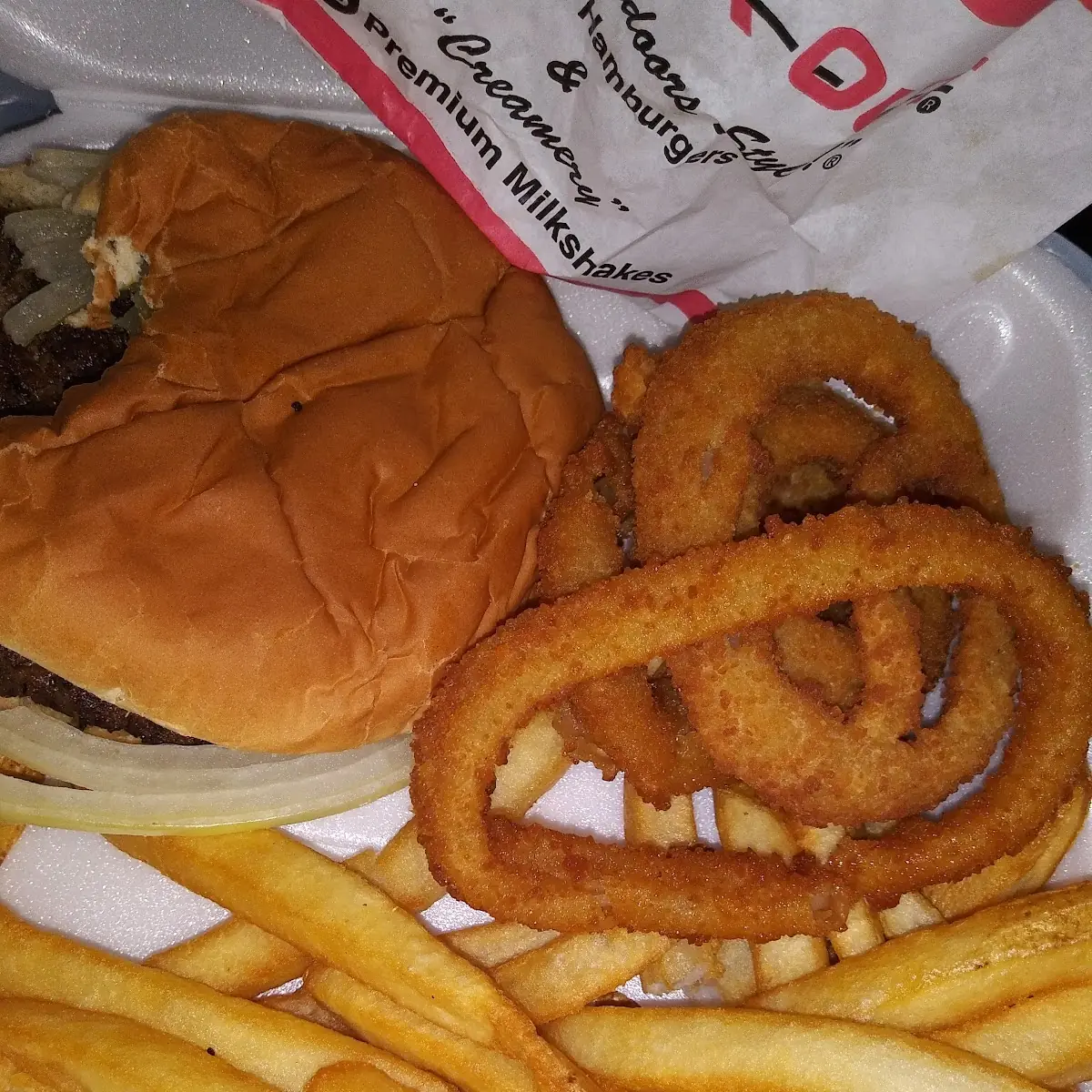 Double Burger Plate Fries Onion Rings