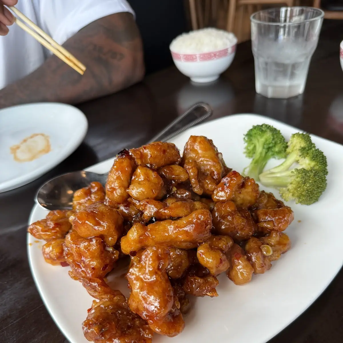 Crispy Orange Chicken with Steamed Broccoli