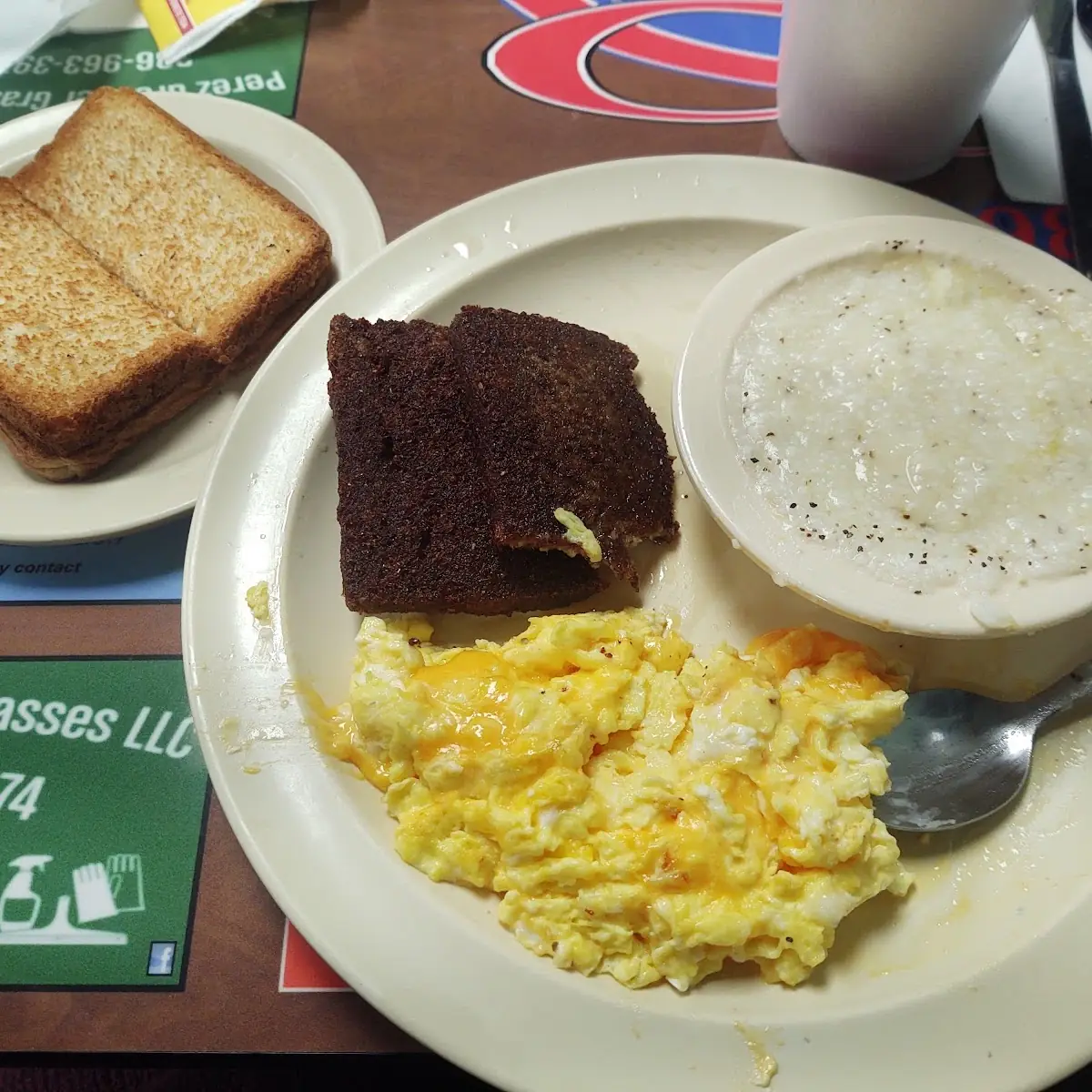 Liver Mush Scrambled Eggs with Cheese Grits