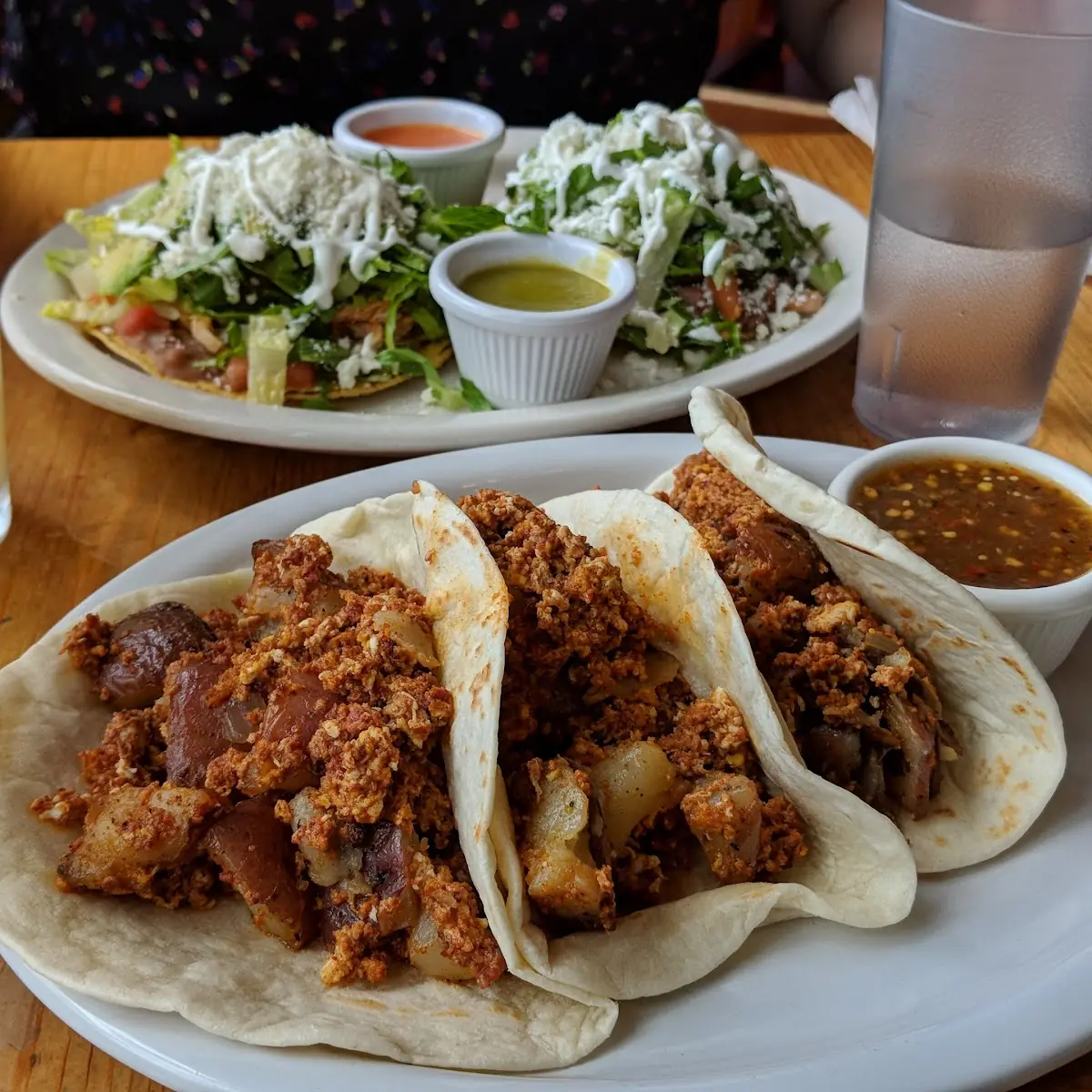 Chorizo Taco and Tostada