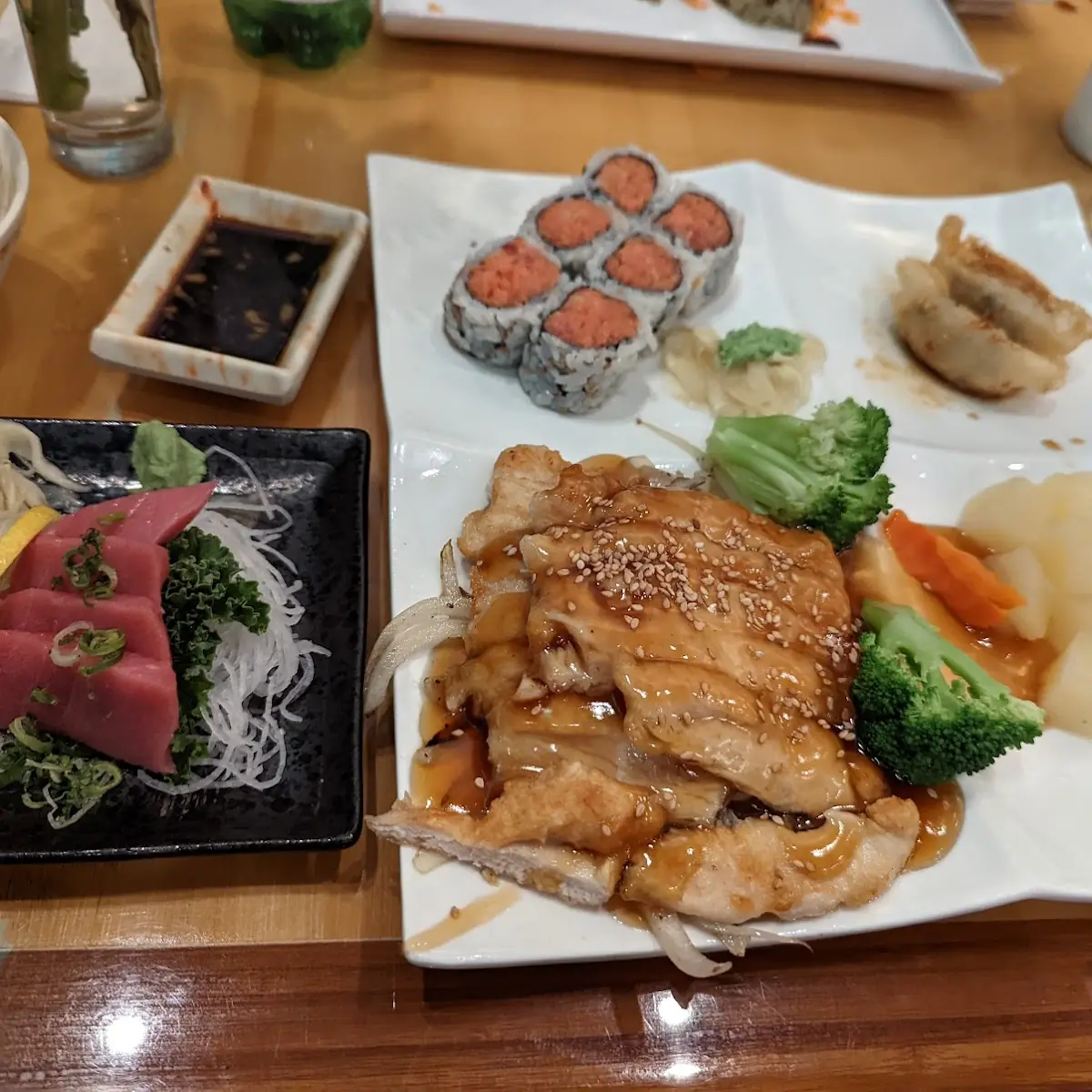 Chicken Teriyaki Bento Box and Toro Sashimi