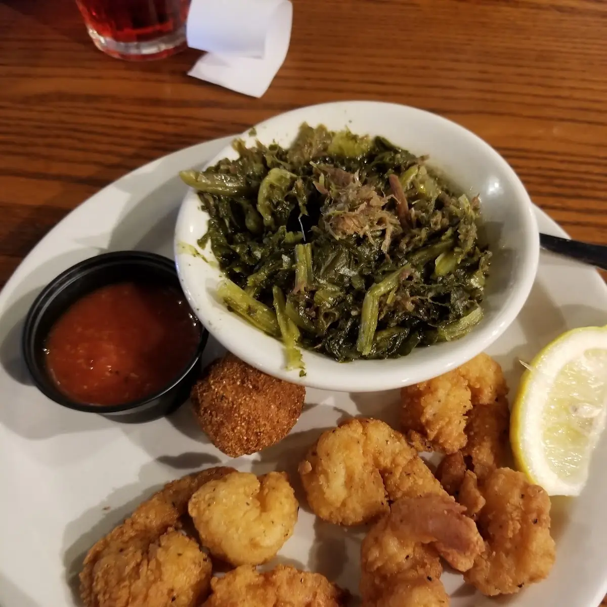Fried Shrimp with Greens