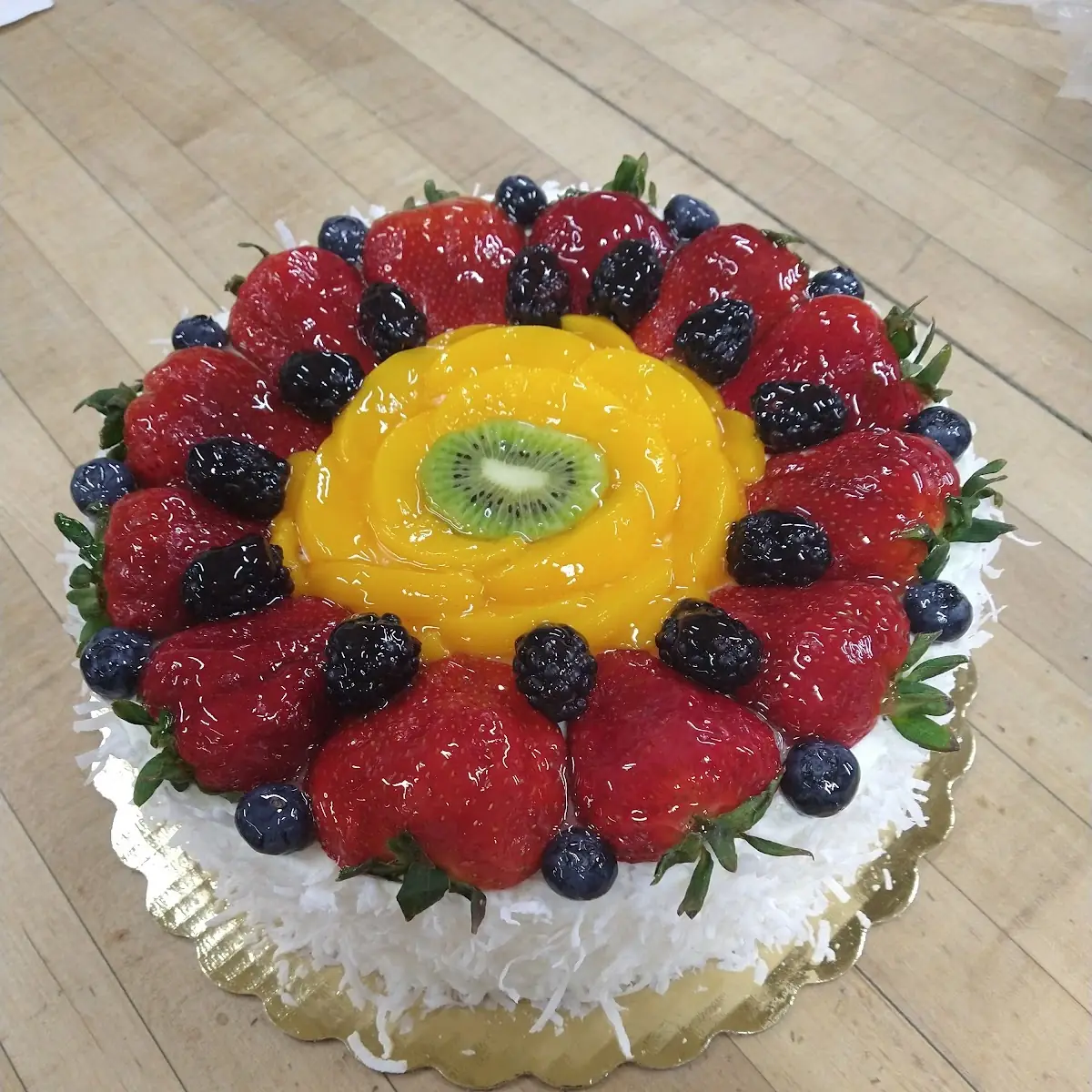 Piña Colada Cake with Fruit on Top