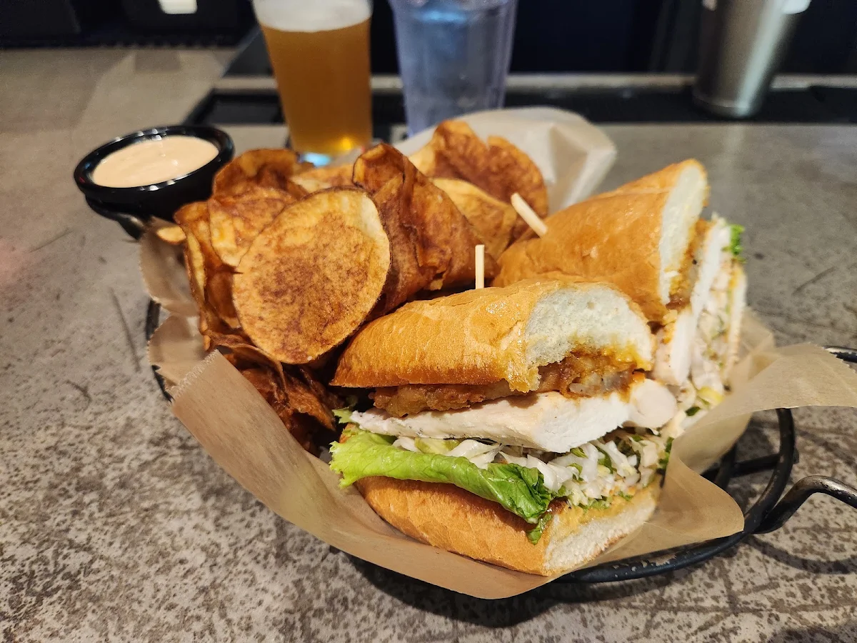 Crispy Chicken Sandwich and Onion Rings