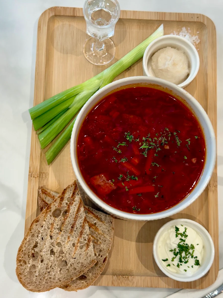 Beet Borscht with Sour Cream