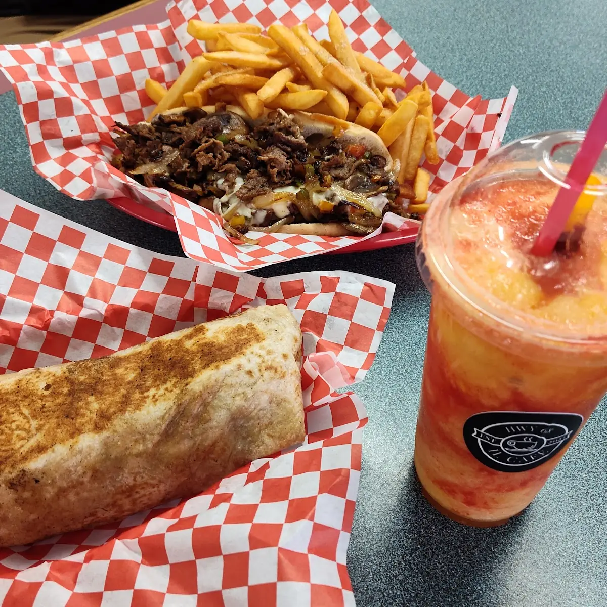 Bacon Breakfast Burrito and Taco with Fries