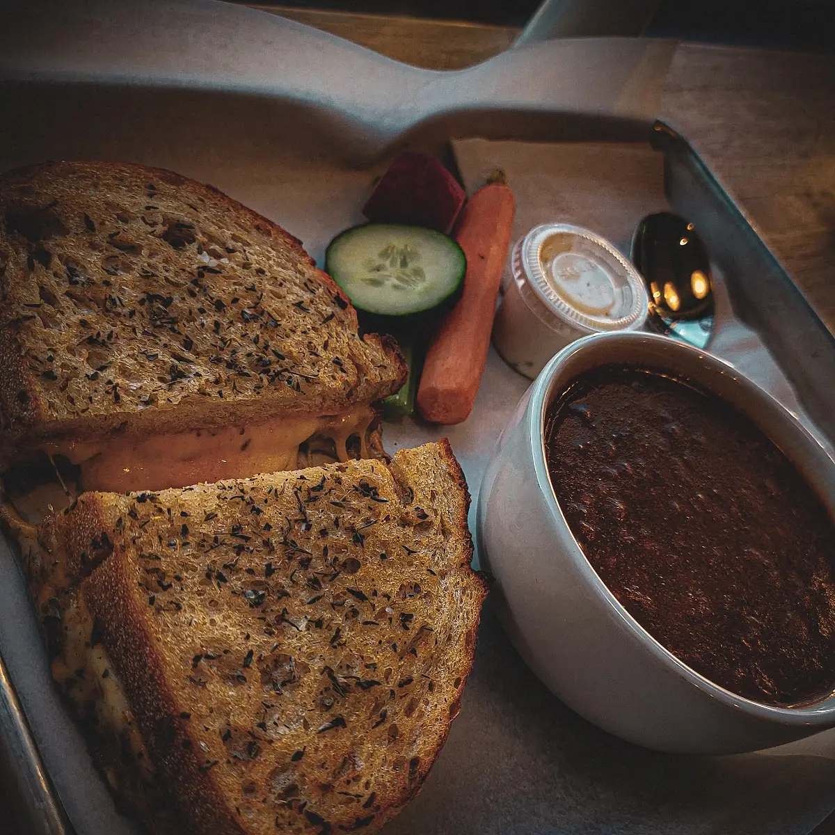 Grilled Cheese and Tomato Basil Soup