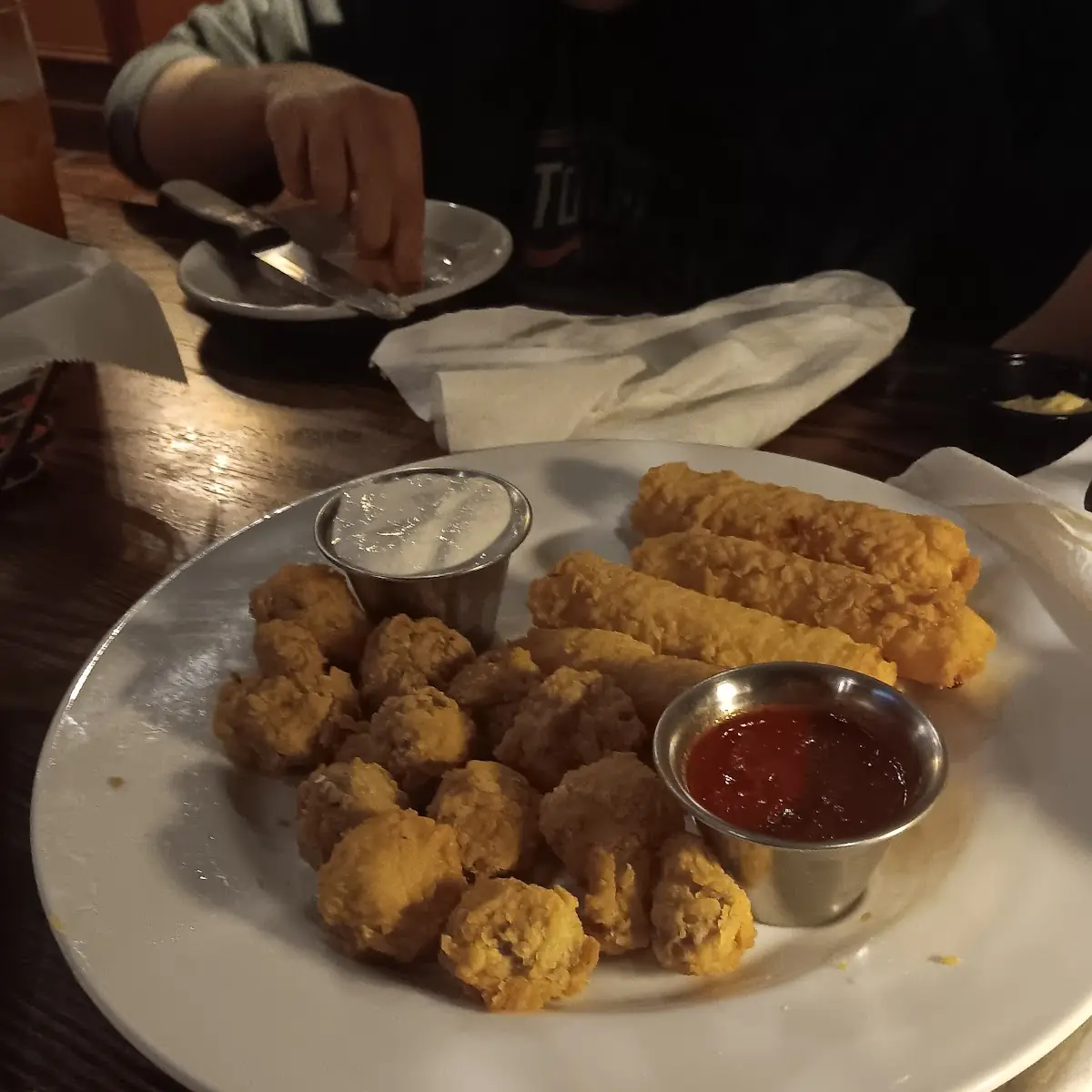 Fritters Cheese Sticks and Fried Mushrooms