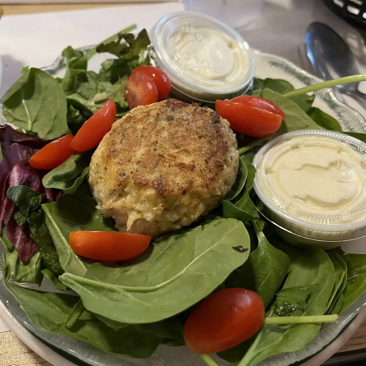 Crab Cake on Spring Mix