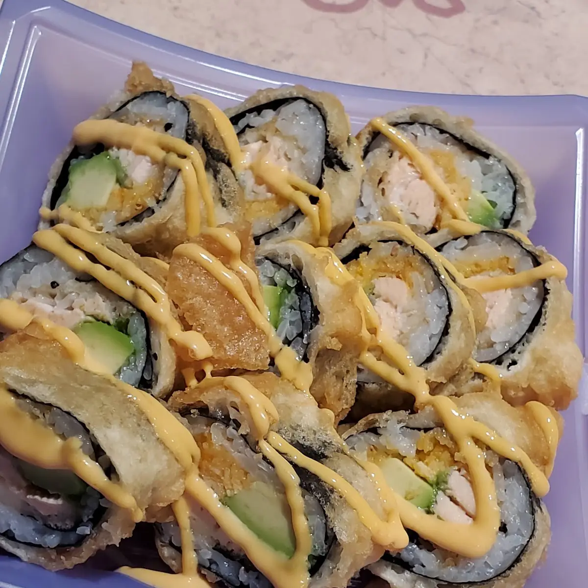 Salmon Spicy Kani Tempura Sushi Roll