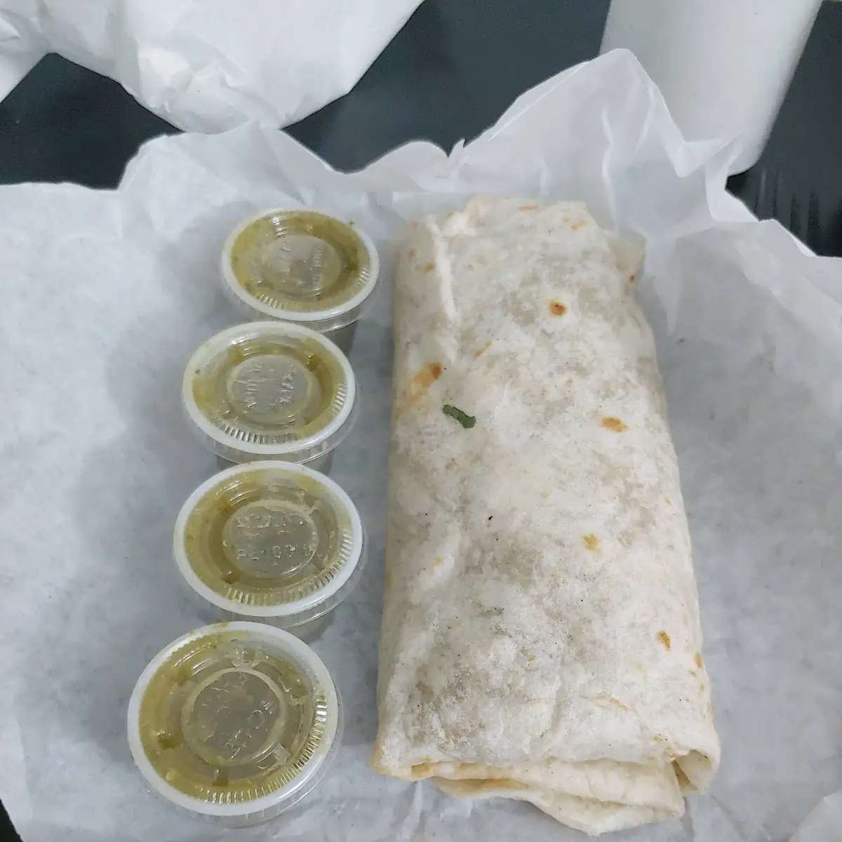 Salsa Verde and Asada Burrito