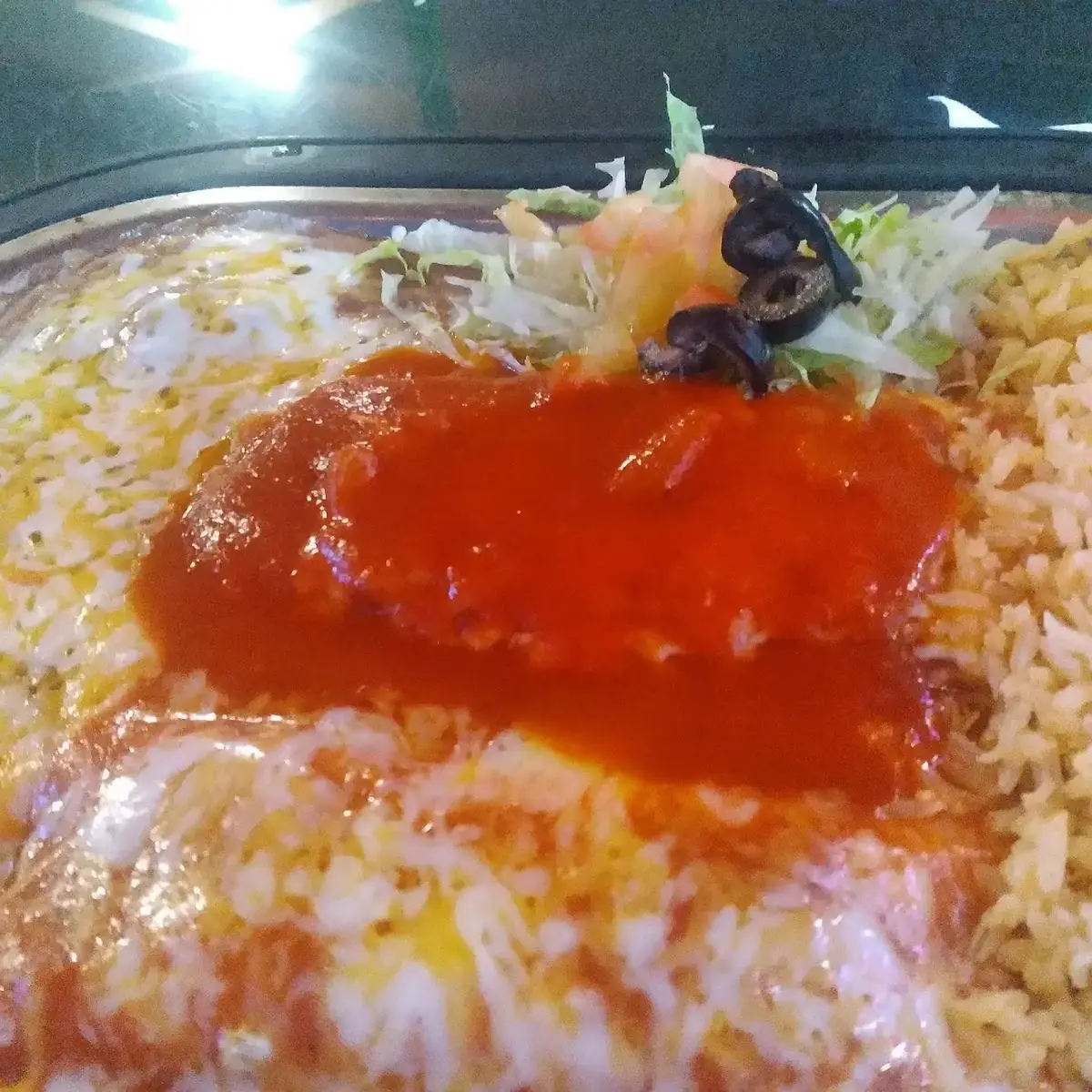 Chili Relleno and Chicken Enchiladas
