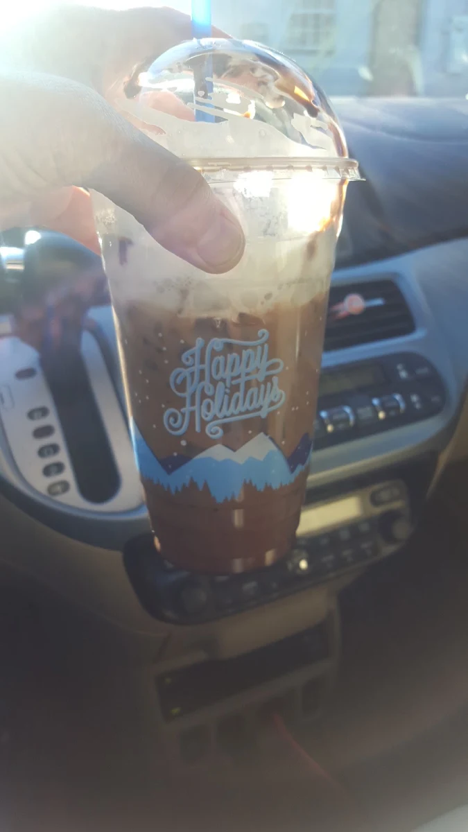 Medium Iced Double Chocolate Mocha w Whipped Cream and Chocolate Drizzle