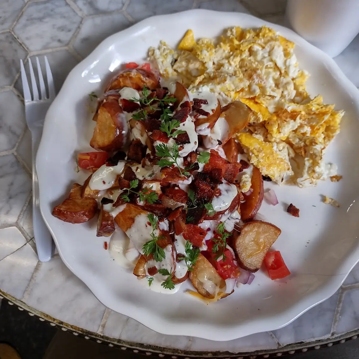 Loaded Potatoes with Scrambled Eggs