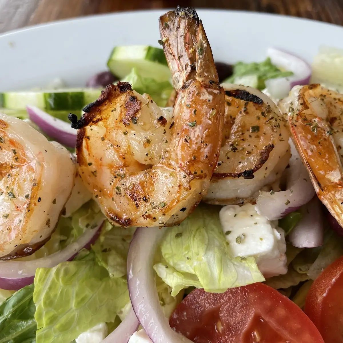 Greek Salad with Grilled Shrimp