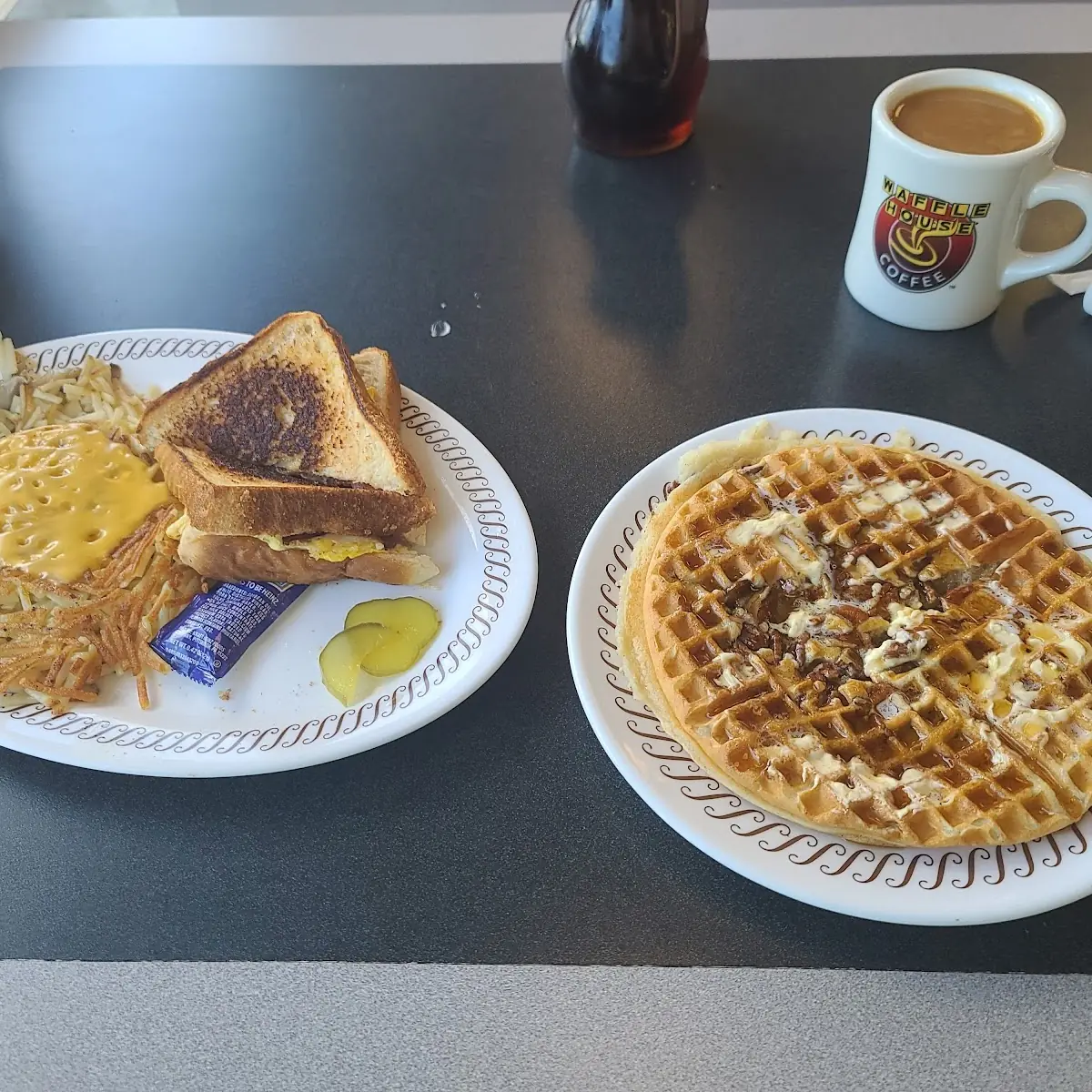 Bacon Egg and Cheese with Smothered Covered and Capped Hash Browns