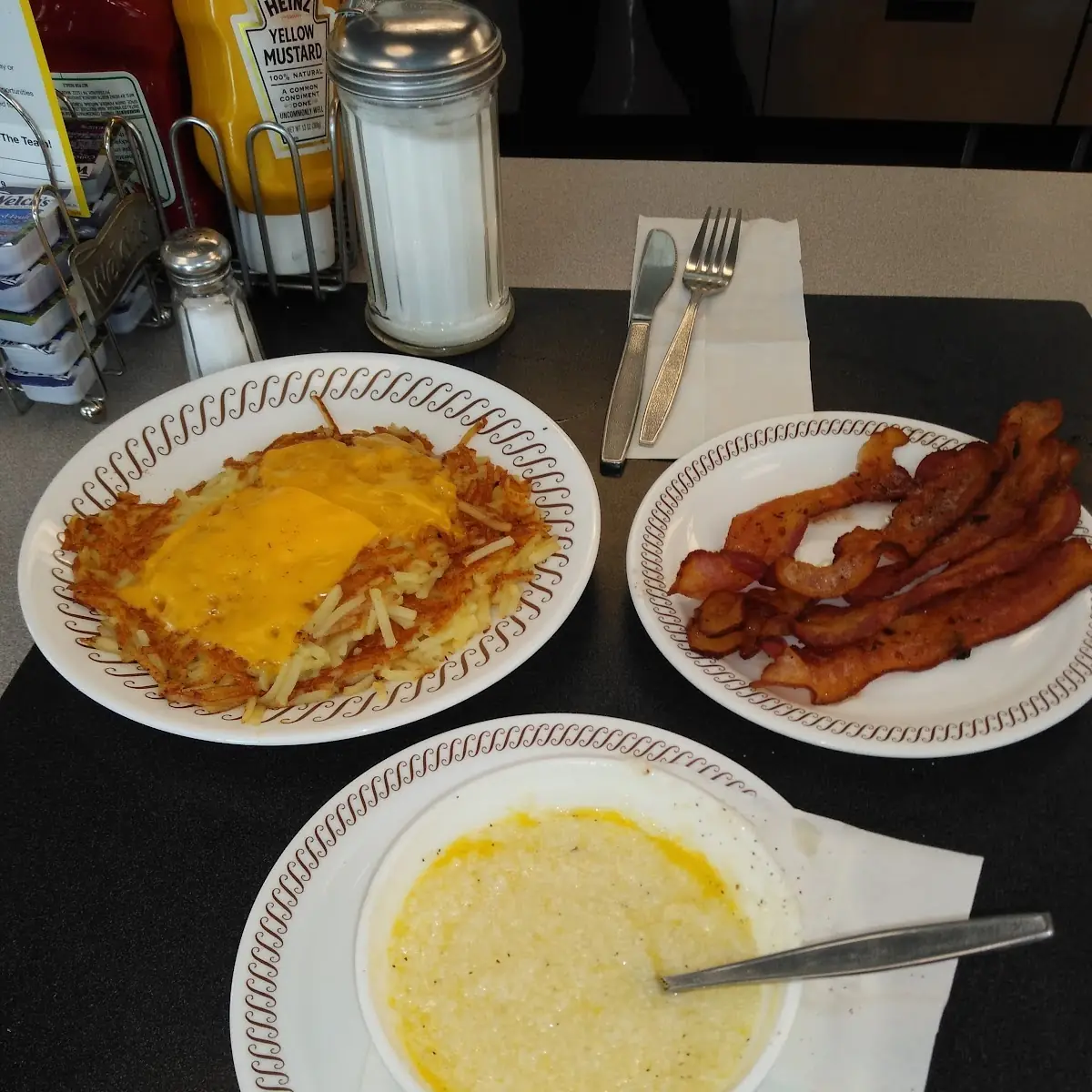 Hash Browns Bacon Grits
