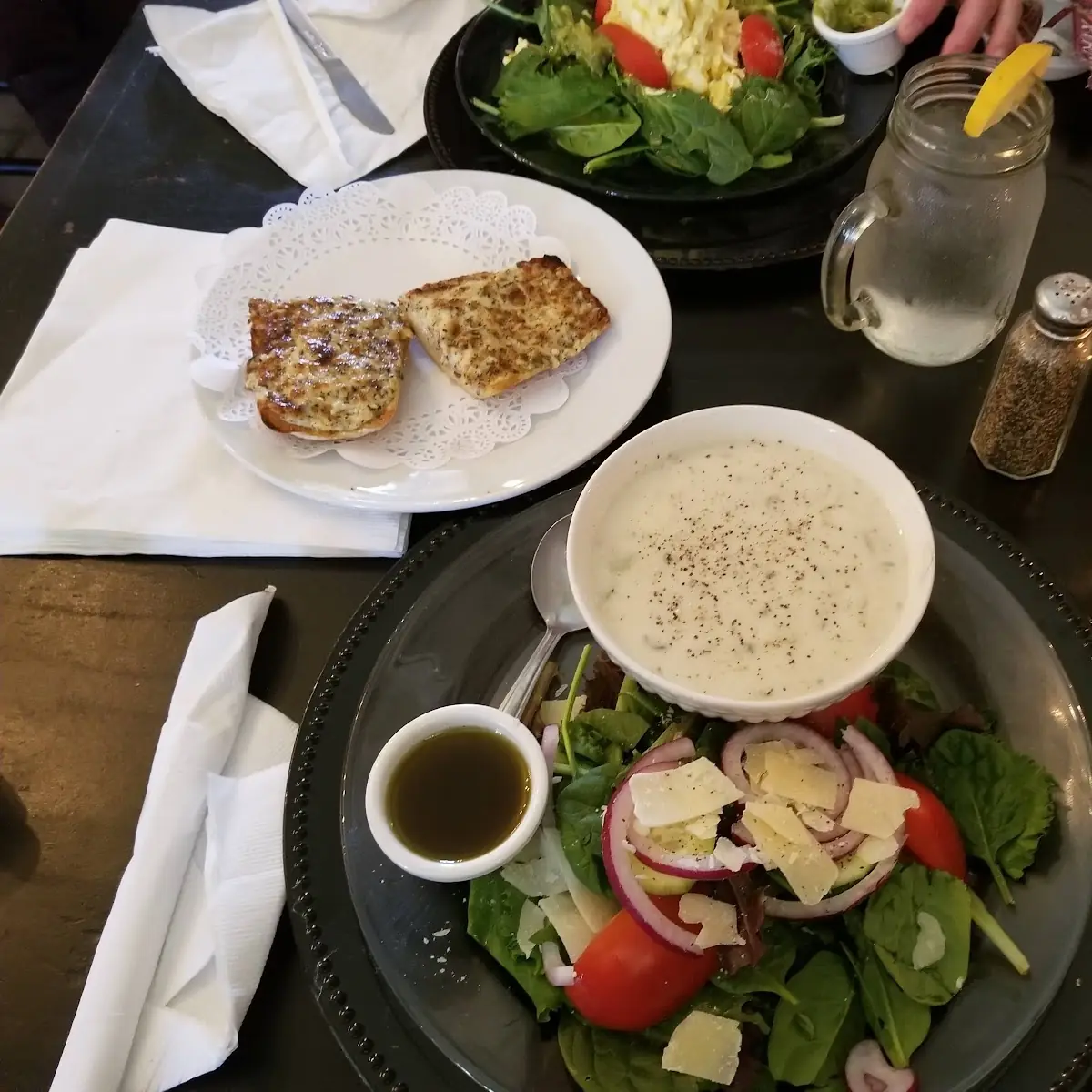 Bacon Chowder Soup Garden Salad and Killer Bread