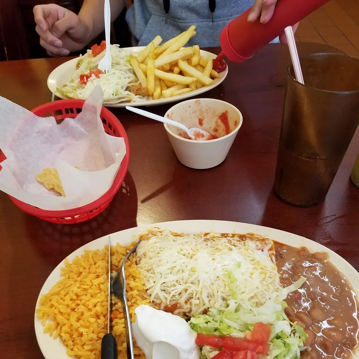 Two Enchiladas with Rice & Beans