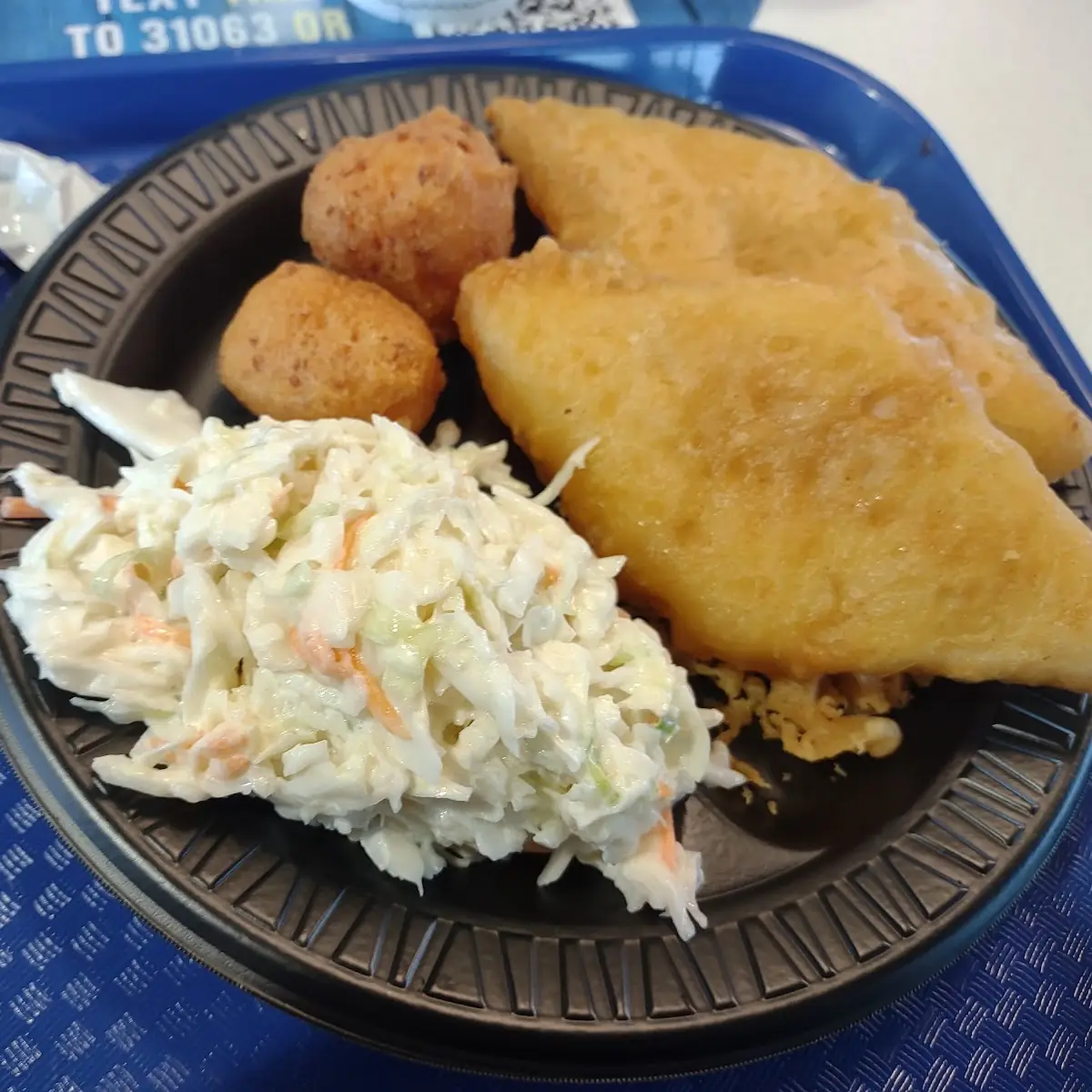 Fried Fish with Hush Puppies and Slaw