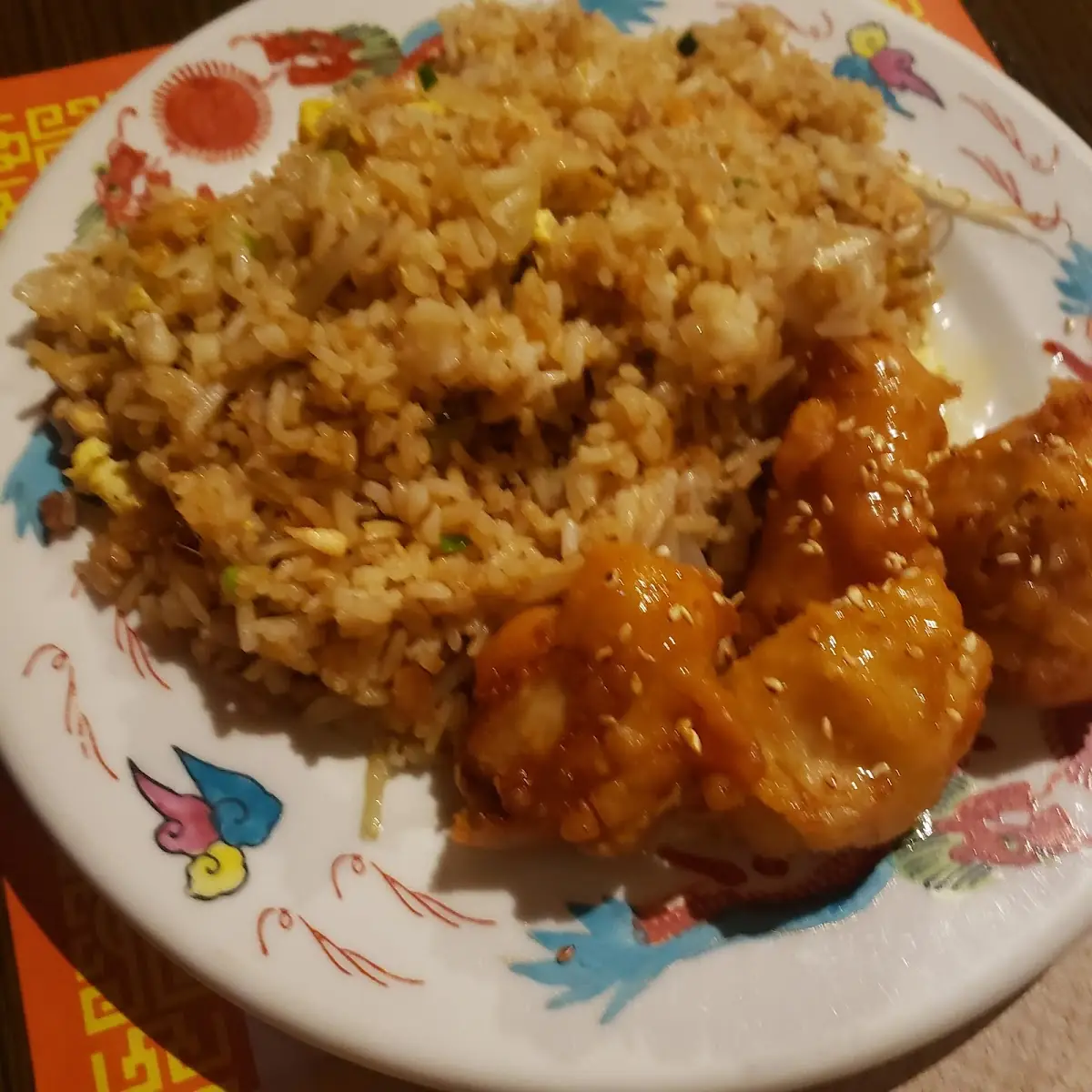 Chicken Fried Rice and Sesame Chicken