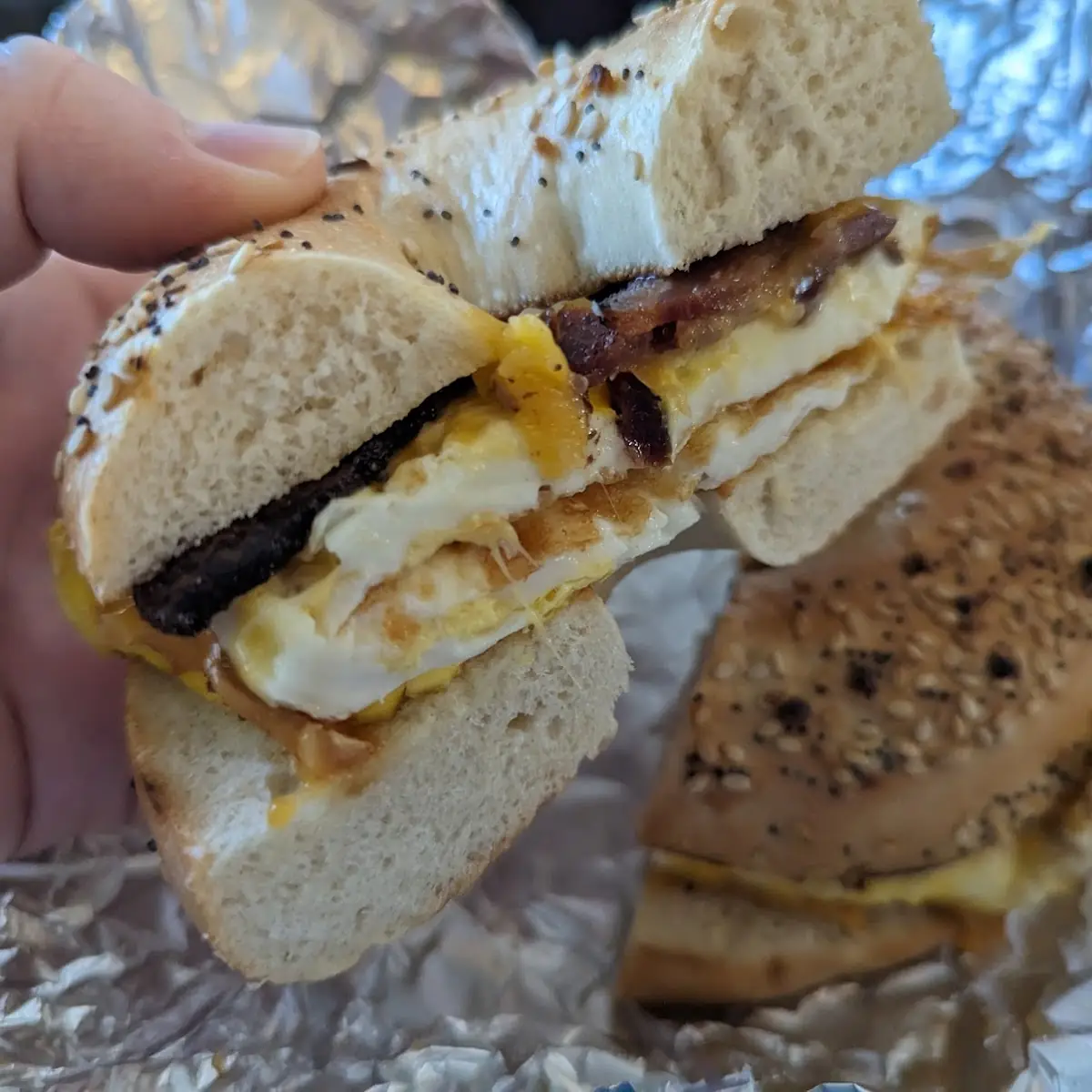 Bacon Egg and Cheese on an Everything Bagel