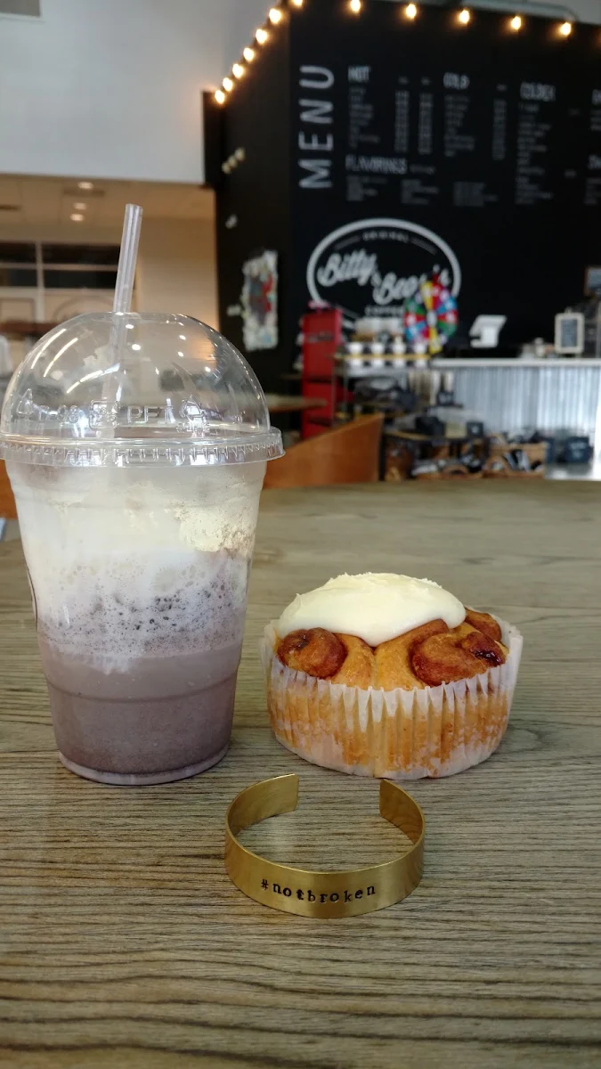 Cookies & Cream Frappe and Cinnamon Roll