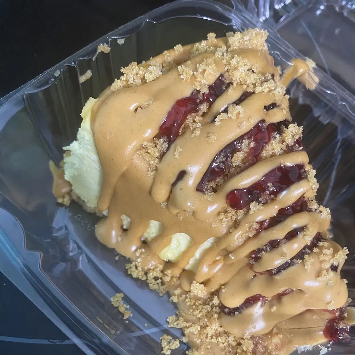 Peanut Butter Jelly Cheesecake Slice