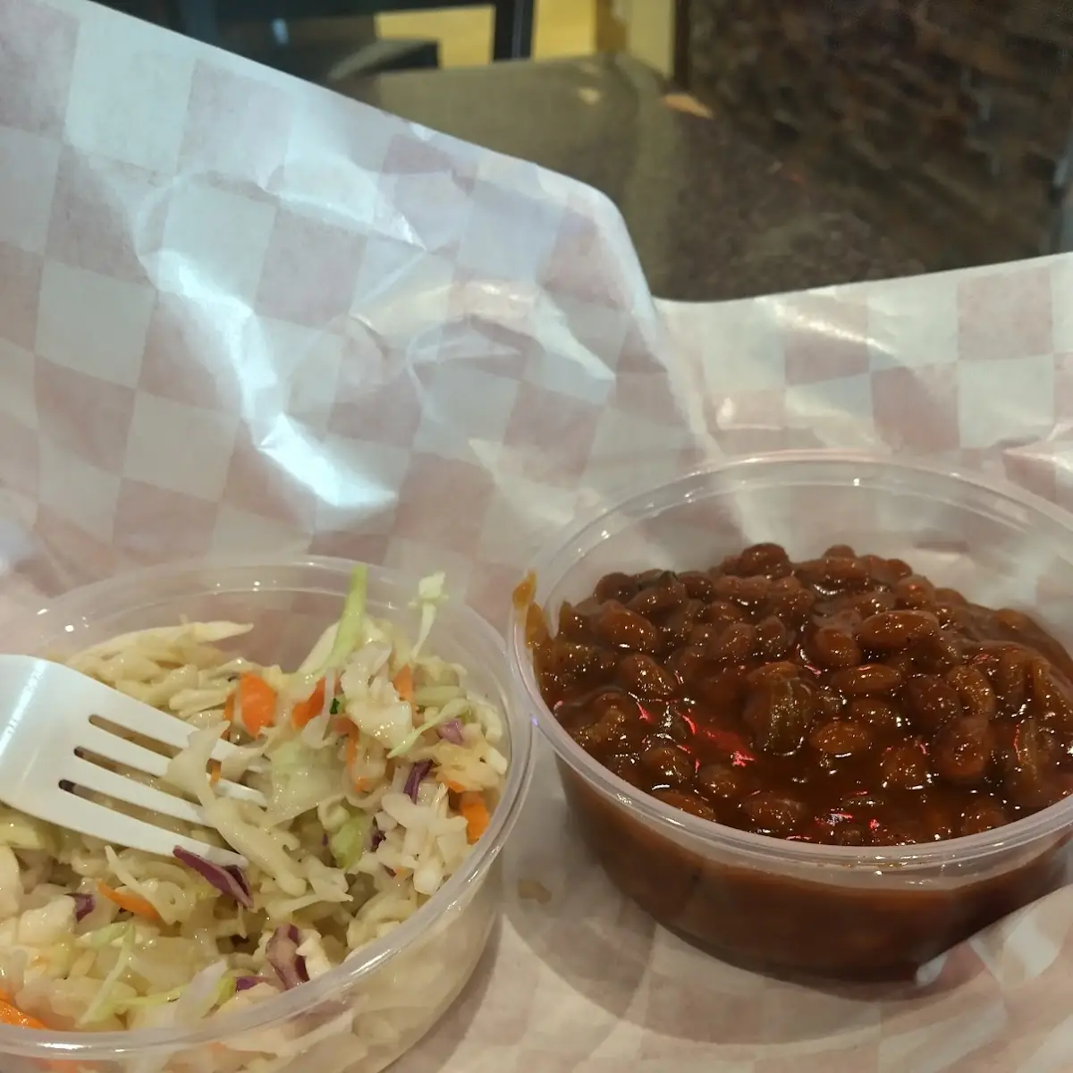 Brisket Baked Beans and Thai Coleslaw